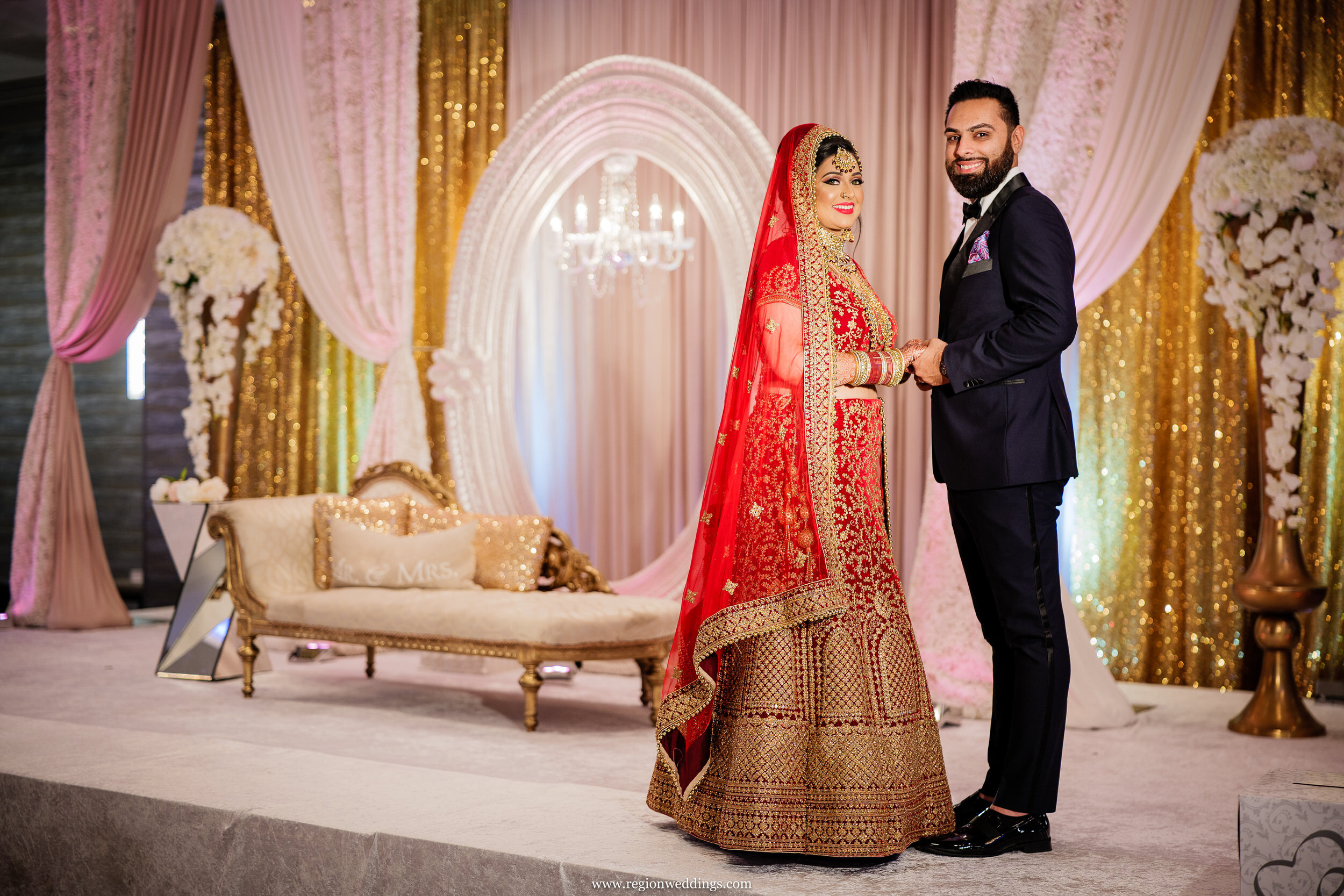 Indian-bride-and-groom-reception-dress - Witty Vows