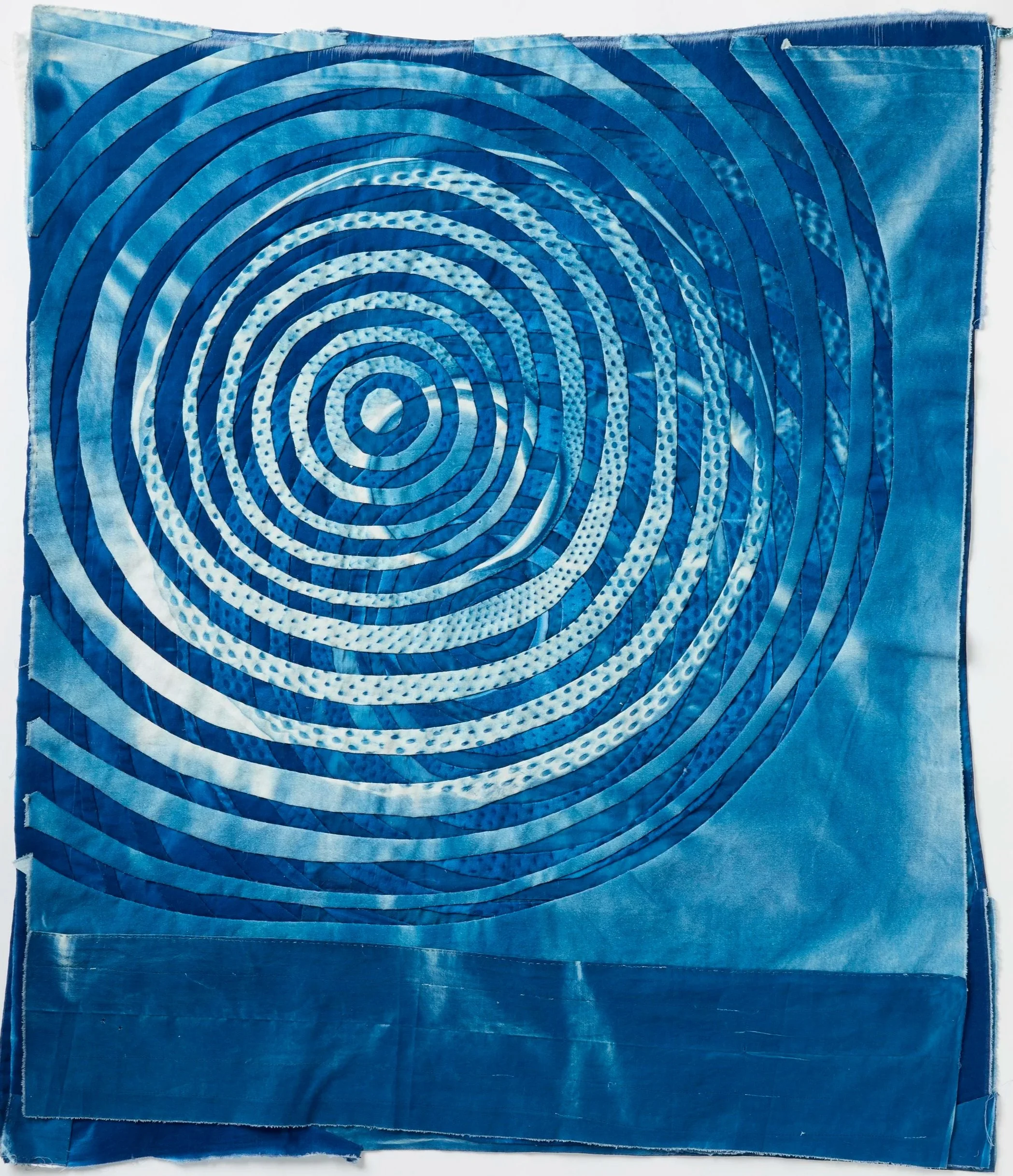   Concentric Circles: (Turn Like a) Wheel Inside a Wheel   2026  Cyanotype on linen/cotton   Photo:  Clarissa Bonet 