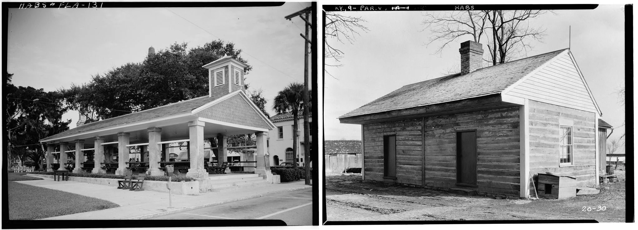 Left: Old slave market, St. Augustine, Fla. From loc.gov Right: Slave quarters, Bourbon County, KY. From loc.gov