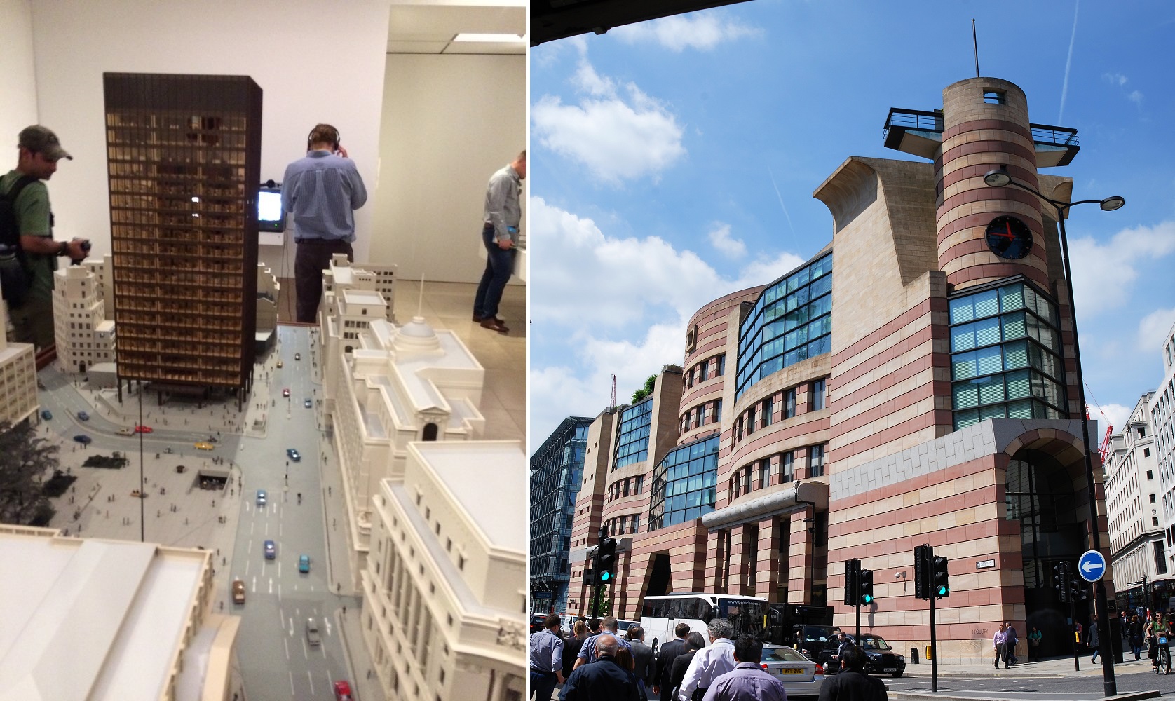 Left: RIBA exhibit. Right: Number One Poultry. Photos by Anthony Denzer