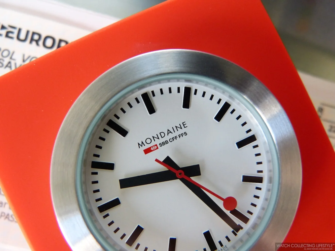 Watch Goodies Mondaine Red Desk Cube Clock. The Official