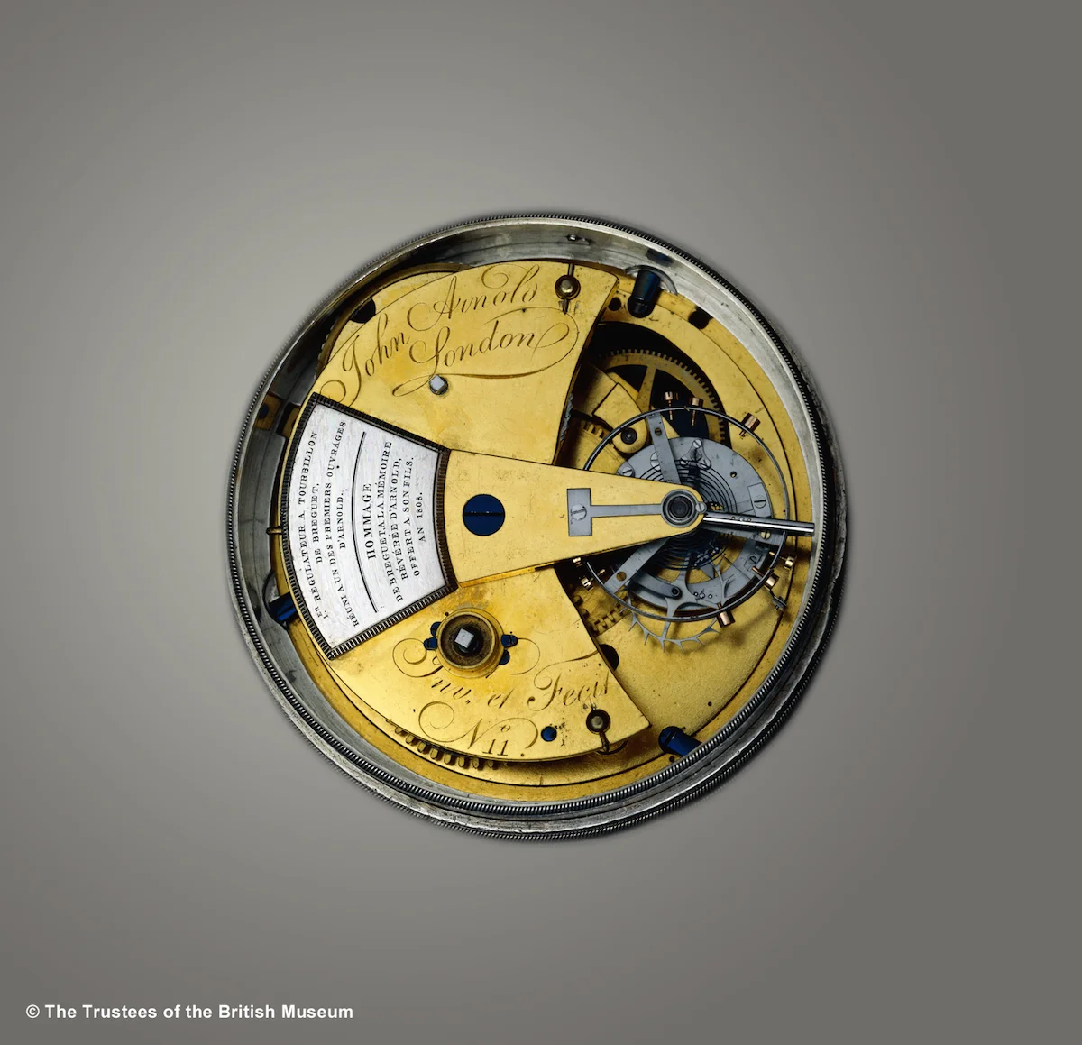 John Arnold and Abraham Louis Breguet, silver cased chronometer with tourbillon and spring-detent escapement, London, England, 1774 and Paris, France, 1808.