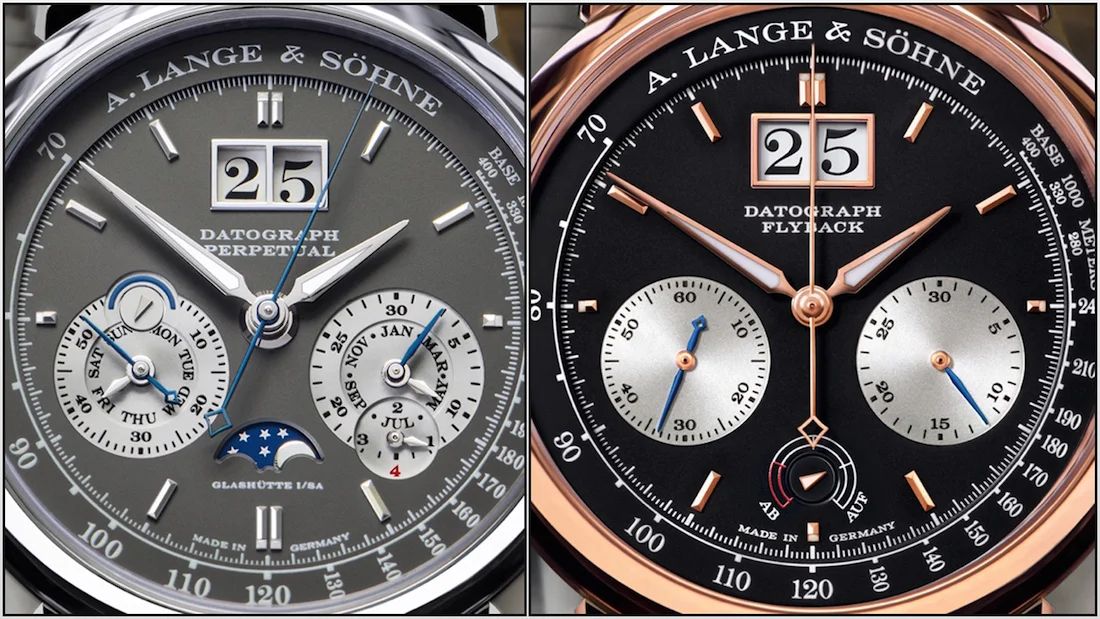 News: A. Lange & Söhne Adds Two New Colors to Two Iconic Watches. 18K Pink Gold Datograph Up/Down with Black Dial and 18K White Gold Datograph Perpetual with Grey Dial.