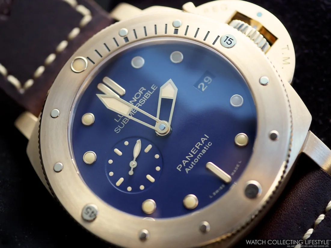 SIHH 2017: New Panerai Luminor Submersible 1950 3 Days Blue Bronzo PAM 671. Hands-on Live Pictures & Pricing.