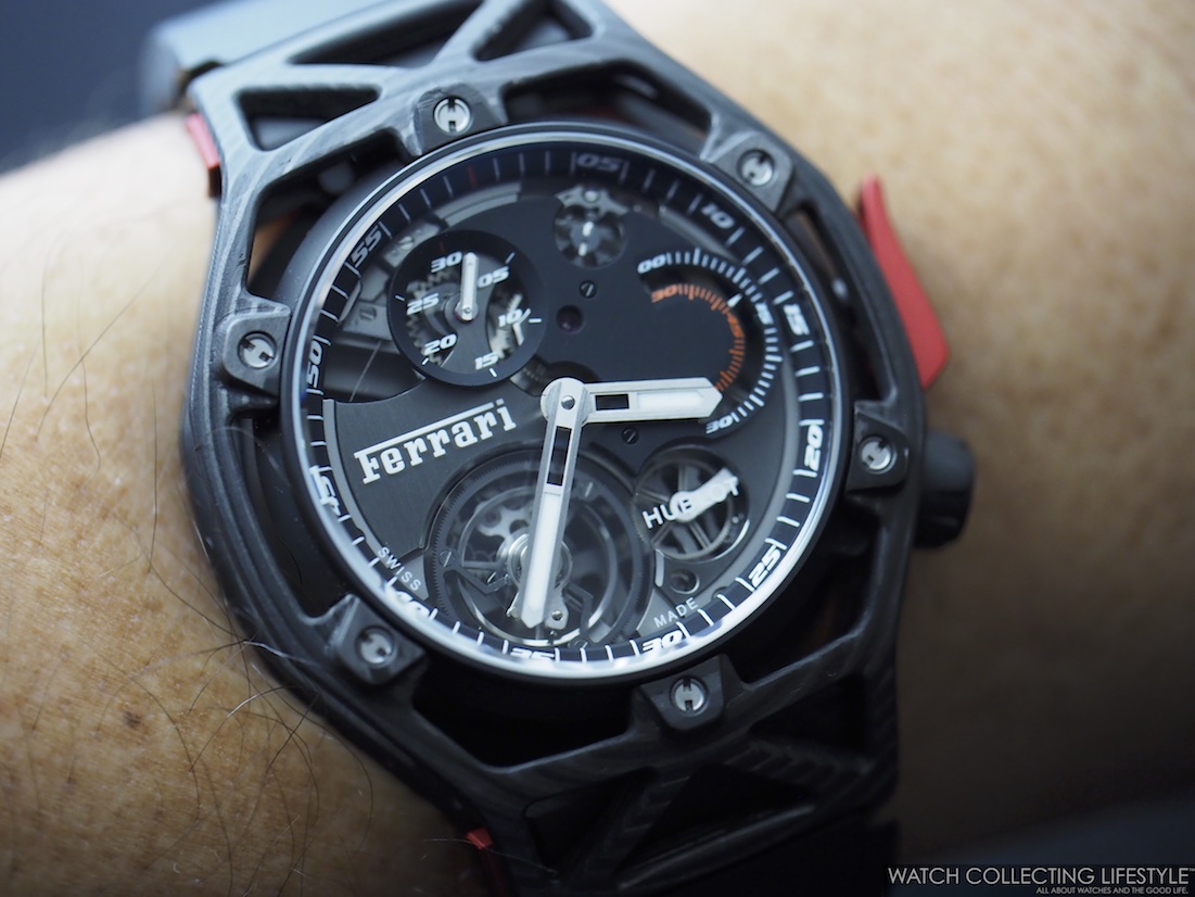 Hublot Techframe Ferrari 70 Years Tourbillon Chrono. Hands