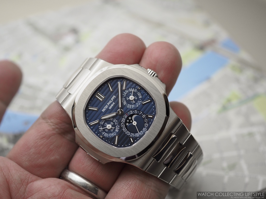 Nautilus Perpetual Calendar Ref 5740 in White Gold On White Gold Bracelet  with Blue Dial 5740/1G 001