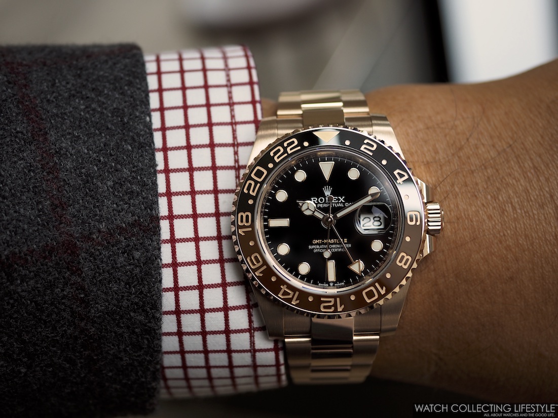 gmt master 2 rose gold two tone