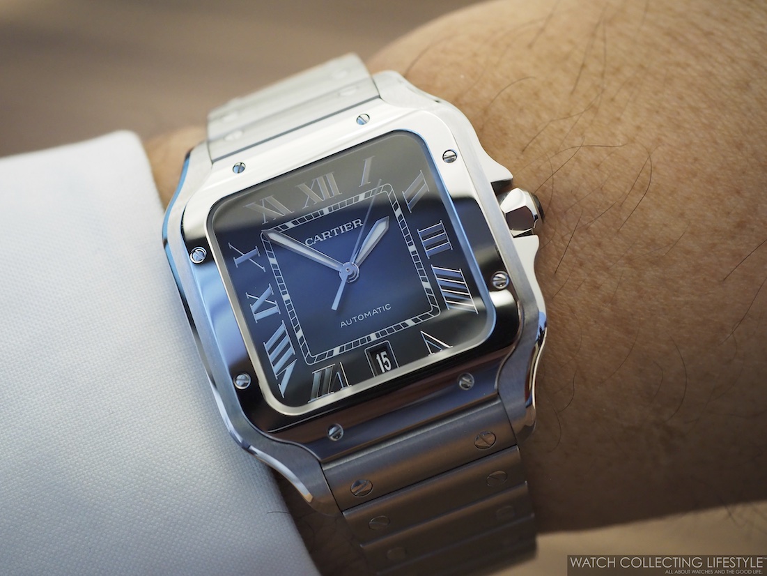 cartier santos large blue dial