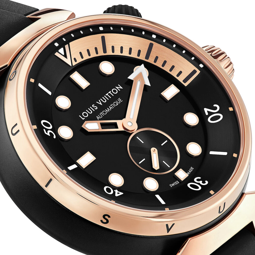 Louis Vuitton Tambour Diving II Chronograph, Automatic, 18K Black Gold Diver's  Watch