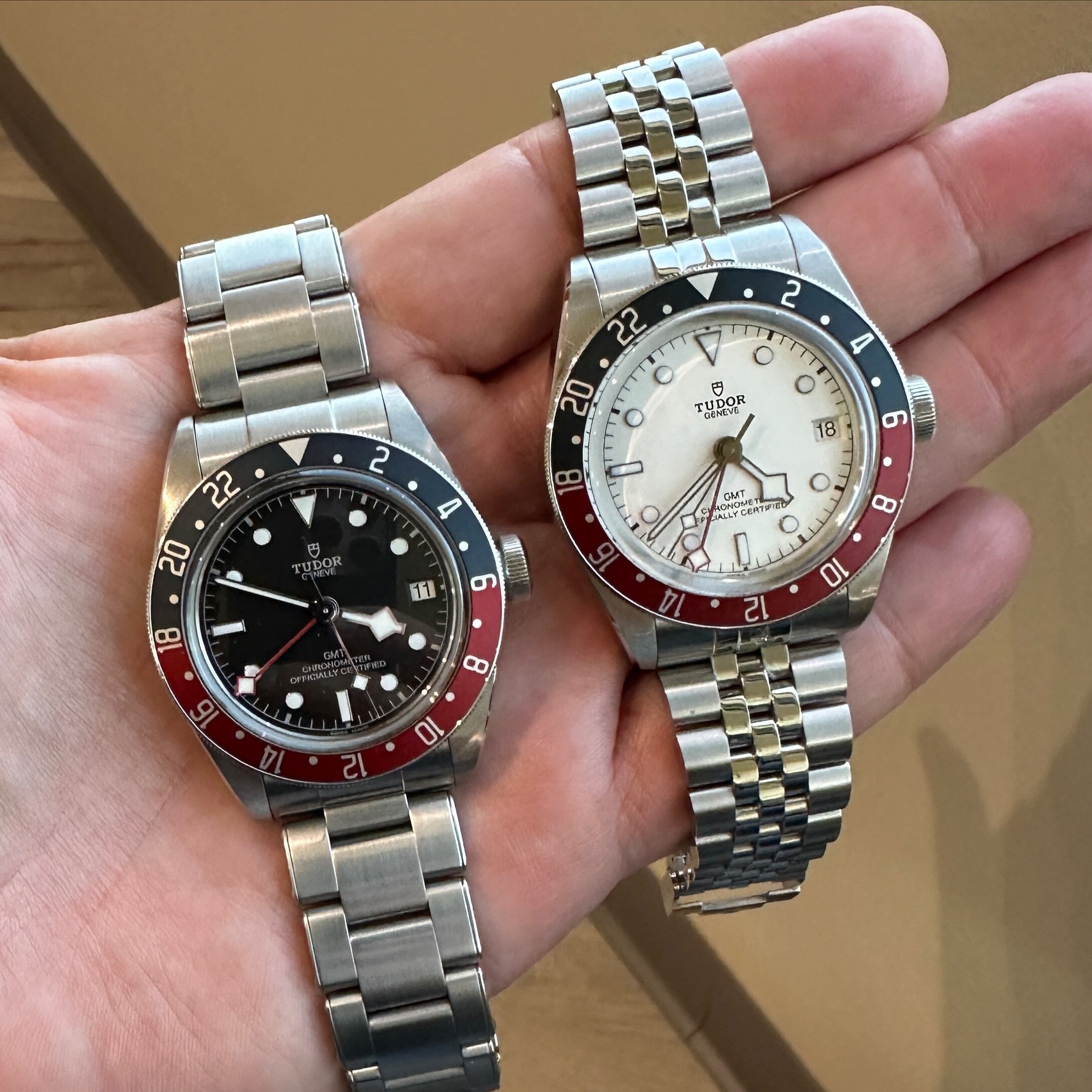 Double trouble. @tudorwatch Black Bay GMT. #tudorblackbaygmt #tudorwatch #blackbaygmt #watchlife #watchcollectinglifestyle #watchlife #watches