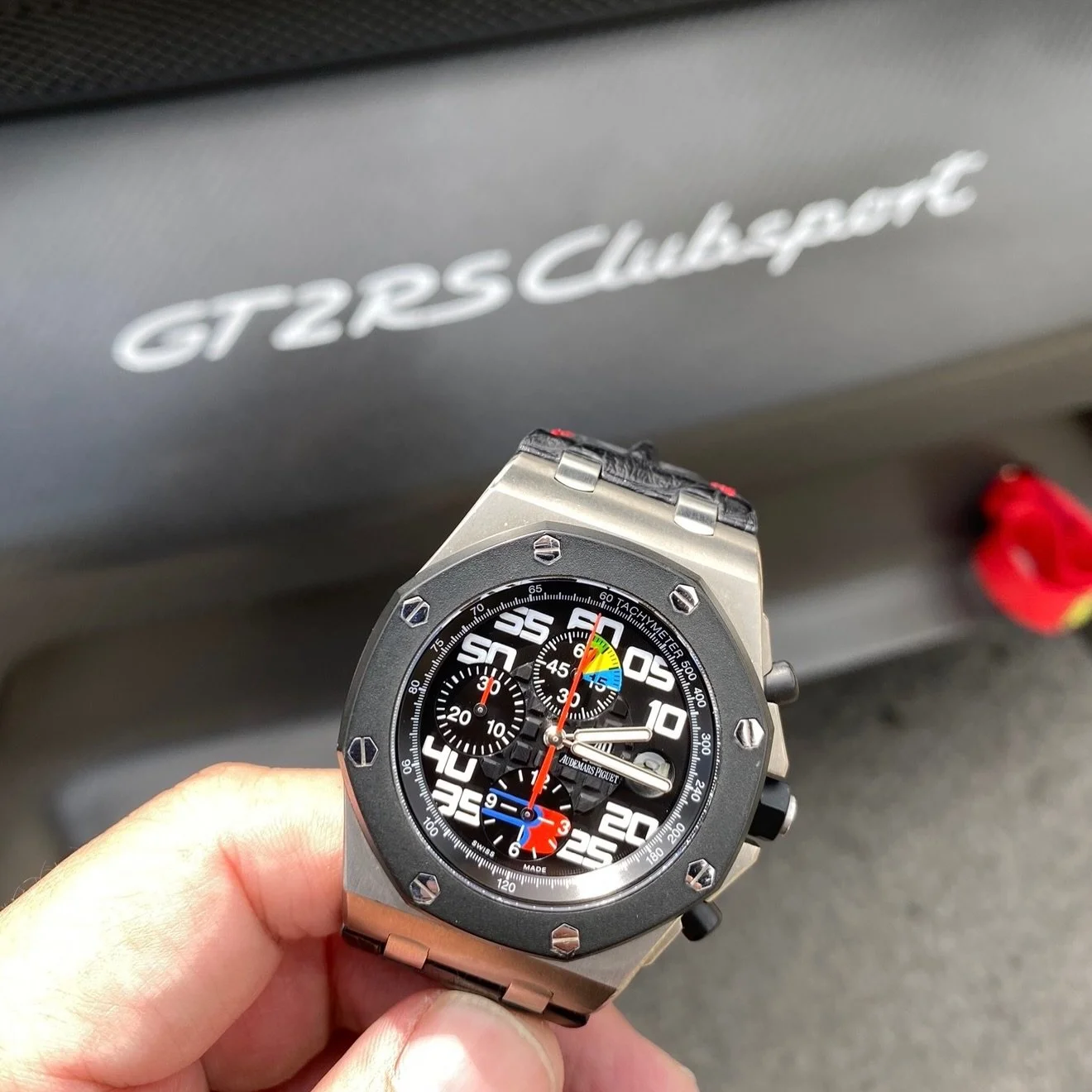 Porsche 911 GT2RS Clubsport and AP Royal Oak Offshore Rubens Barrichello 1. #porsche #gt2rsclubsport #audemarspiguet #watchcollectinglifestyle #royaloakoffshore
