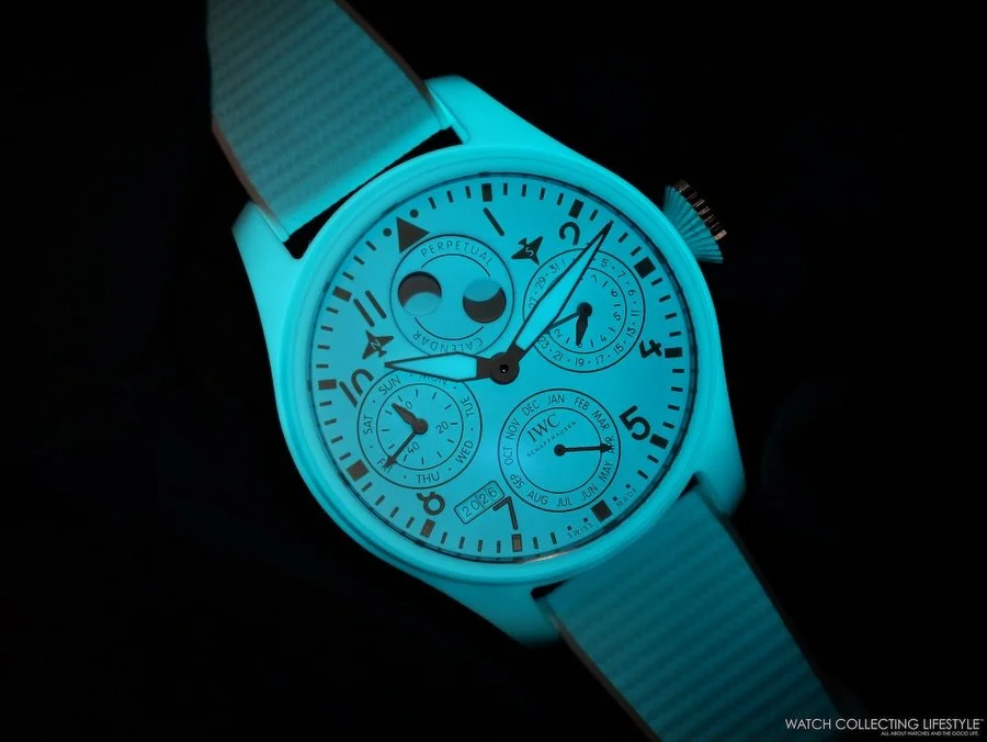 IWC Schaffhausen&rsquo;s proprietary Ceralume material&mdash;luminous ceramic developed by its in-house engineering division XPL in partnership with SuperLumiNova specialists RC Tritec&mdash;makes its debut in the Pilot&rsquo;s Watches collection wit