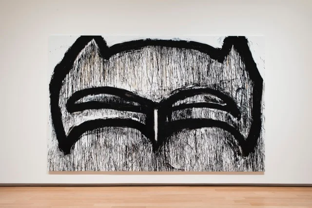 Texas Batman, 2015, Enamel on canvas. 100 x 160 in. Courtesy of the Artist and Petzel, New York. - See more at: http://www.newamericanpaintings.com/blog#sthash.3FA8hUus.dpuf