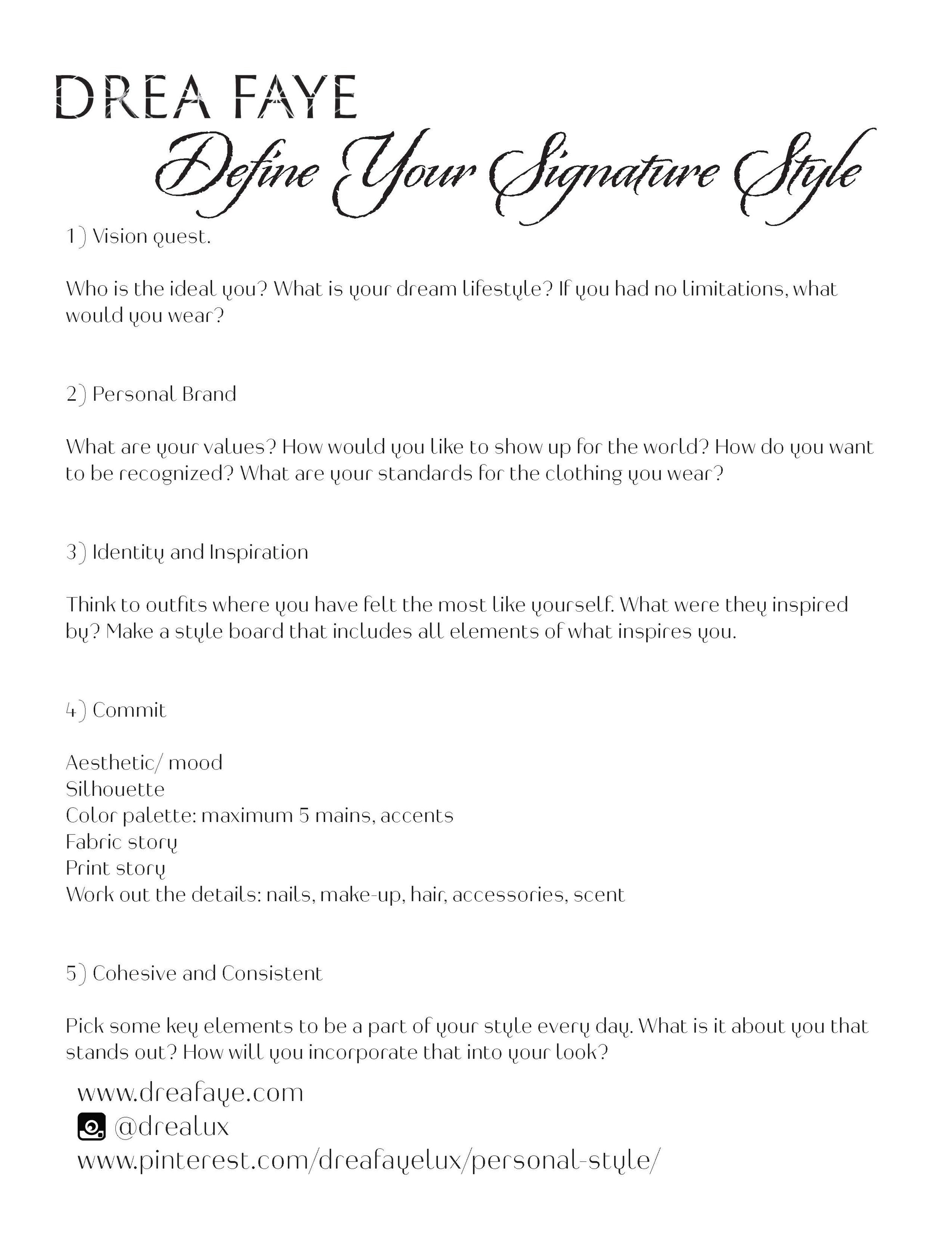 Luxury Live: Define Your Signature Style Workshop Notes