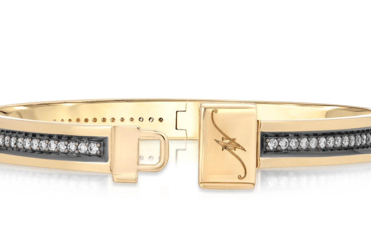 diamond stripe narrow gold bangle — Nancy Newberg Jewelry