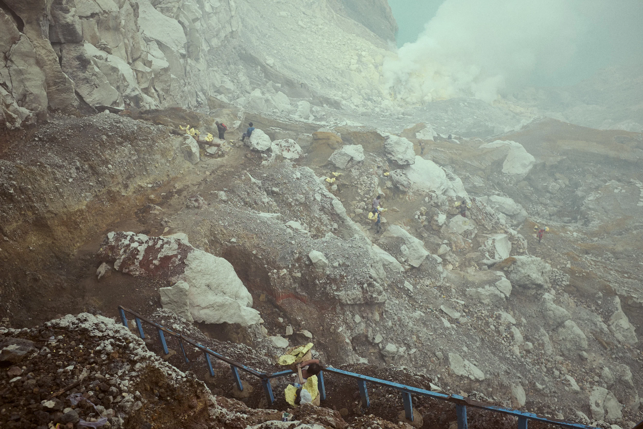 Ijen Crater, Java, Indonesia. Ijen is mined for sulphur. ©Laurence Gibson
