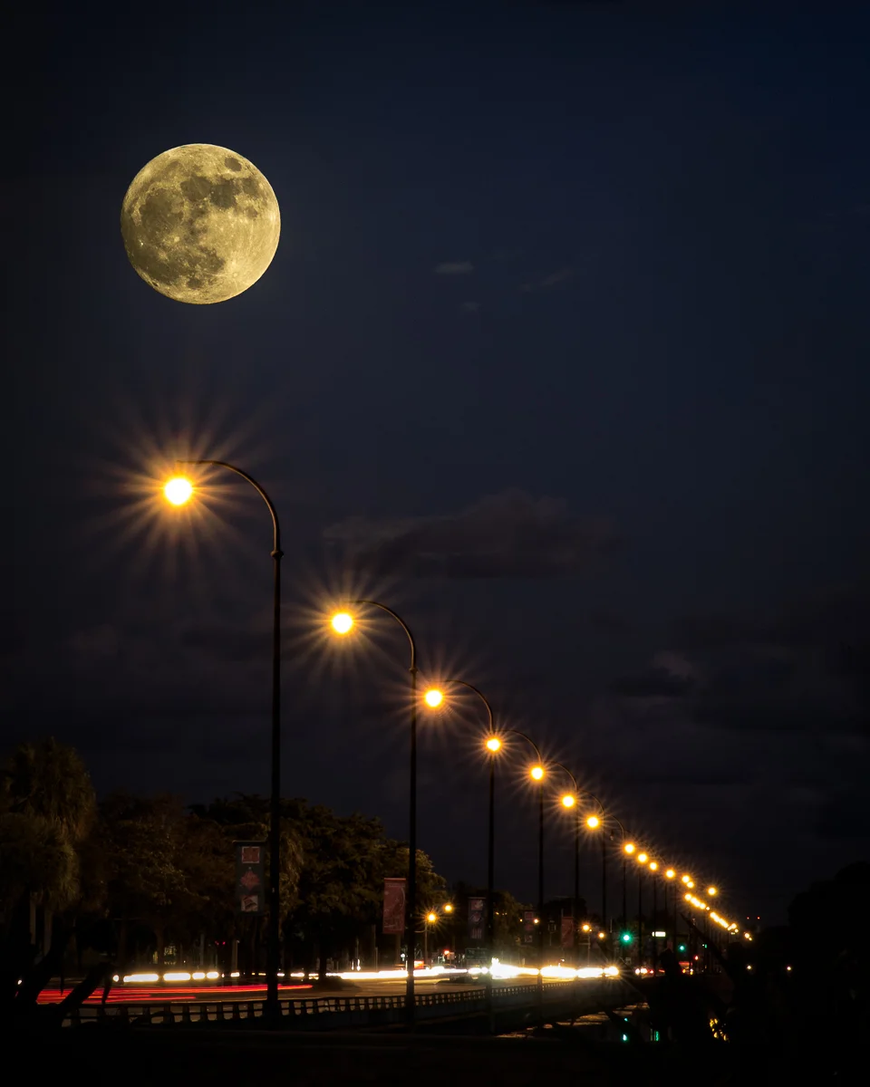 "Supermoon Over Broward Blvd"