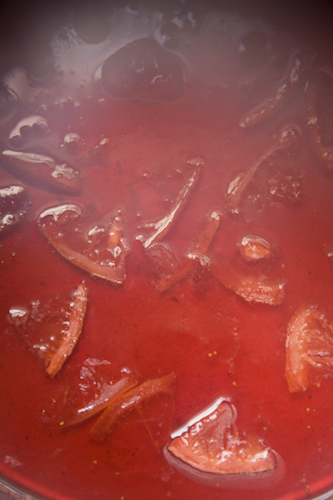 making strawberry jam