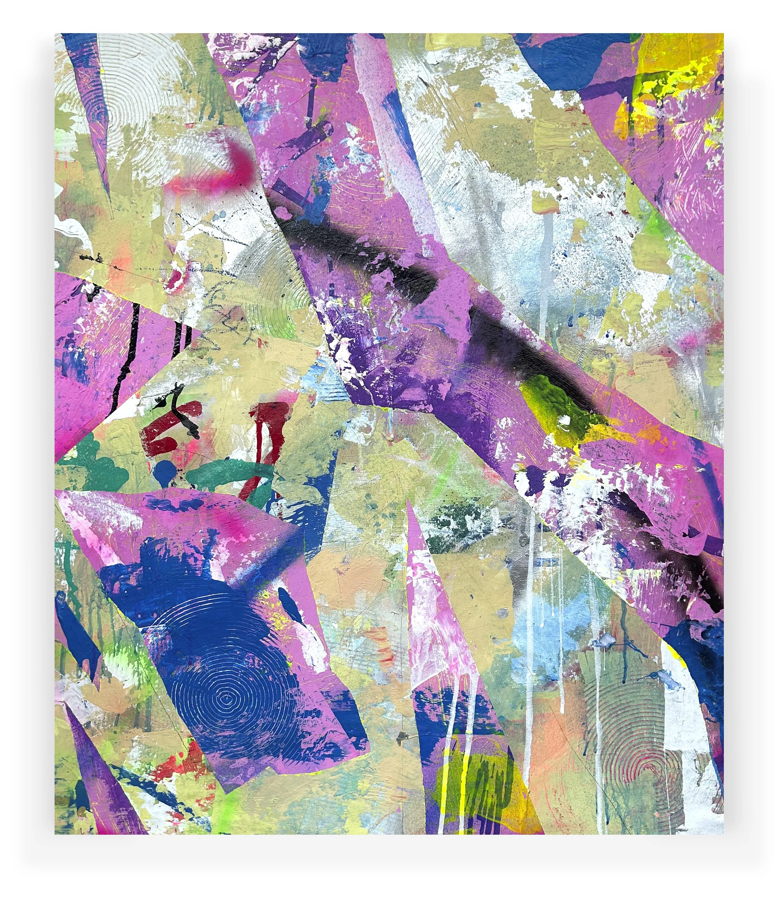 Tesseract Dreams - 002, acrylic and spray paint on canvas, 2026, by Pablo A. Medina.