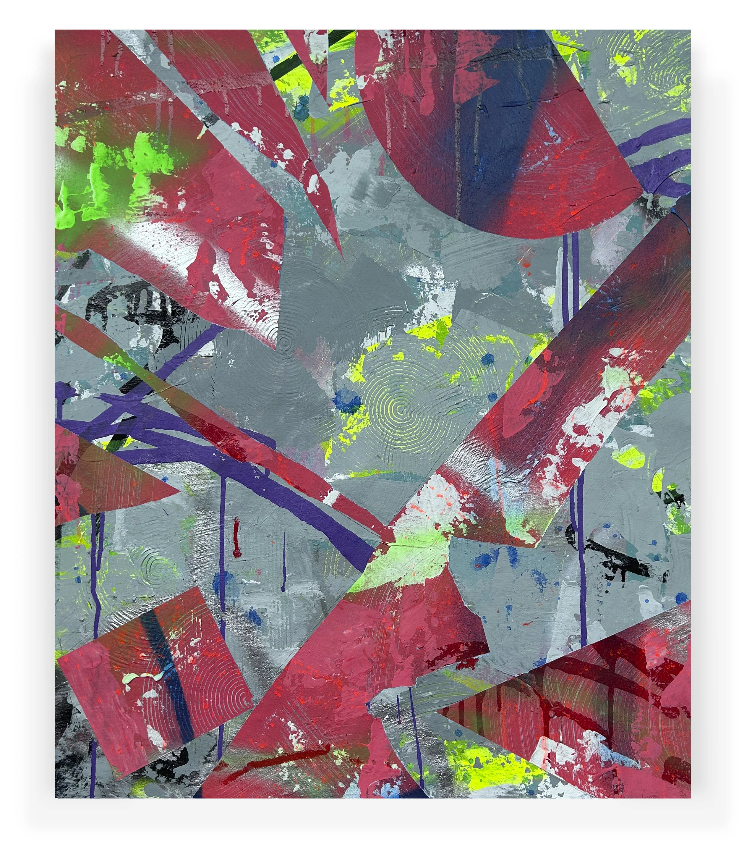 Tesseract Dreams - 003, acrylic and spray paint on canvas, 2026, by Pablo A. Medina.