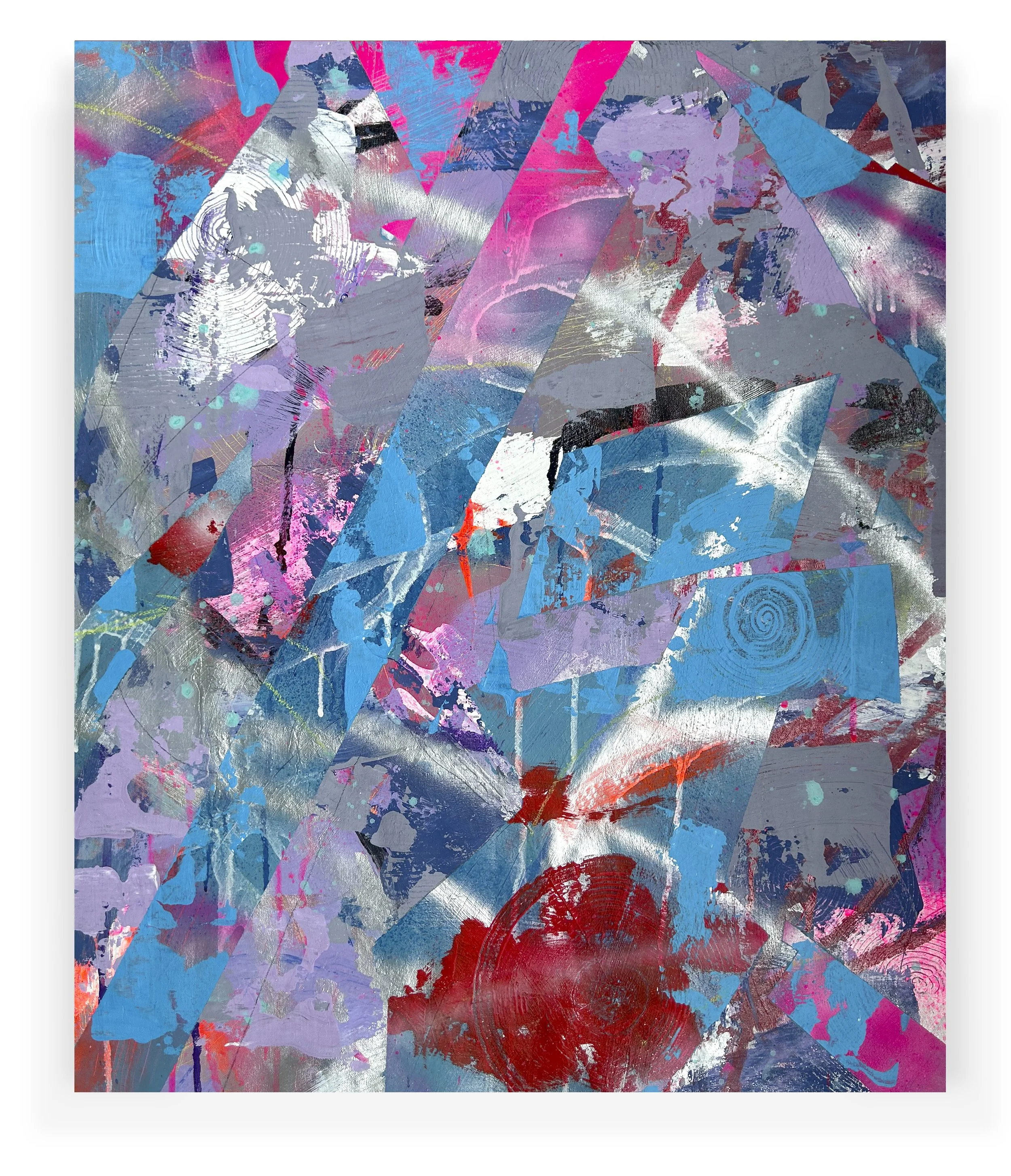 Tesseract Dreams - 005, acrylic and spray paint on canvas, 2026, by Pablo A. Medina.