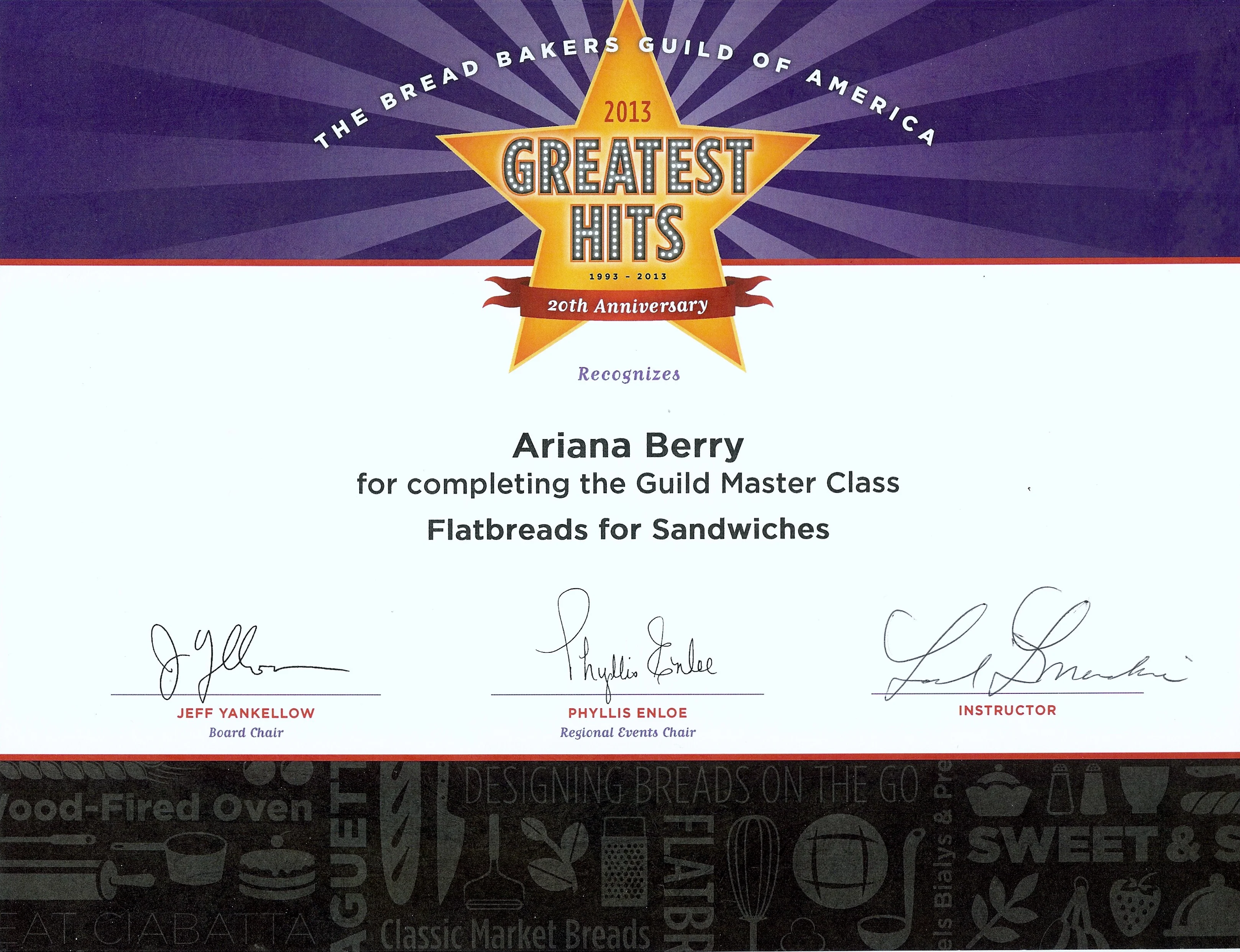 2013 Flatbreads for Sandwiches BBGA Master Class Certification