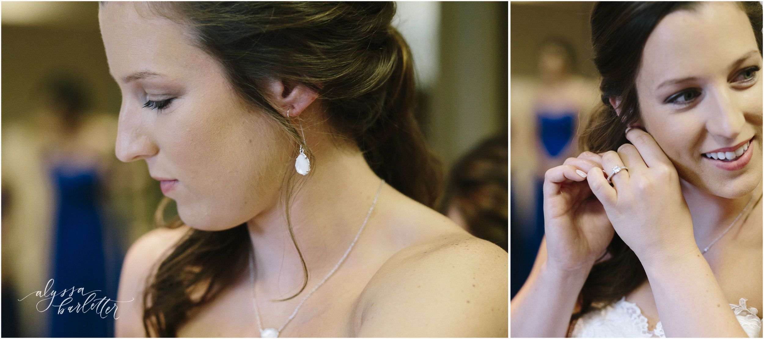 kansas city wedding photography catholic church visitation bride getting ready earrings