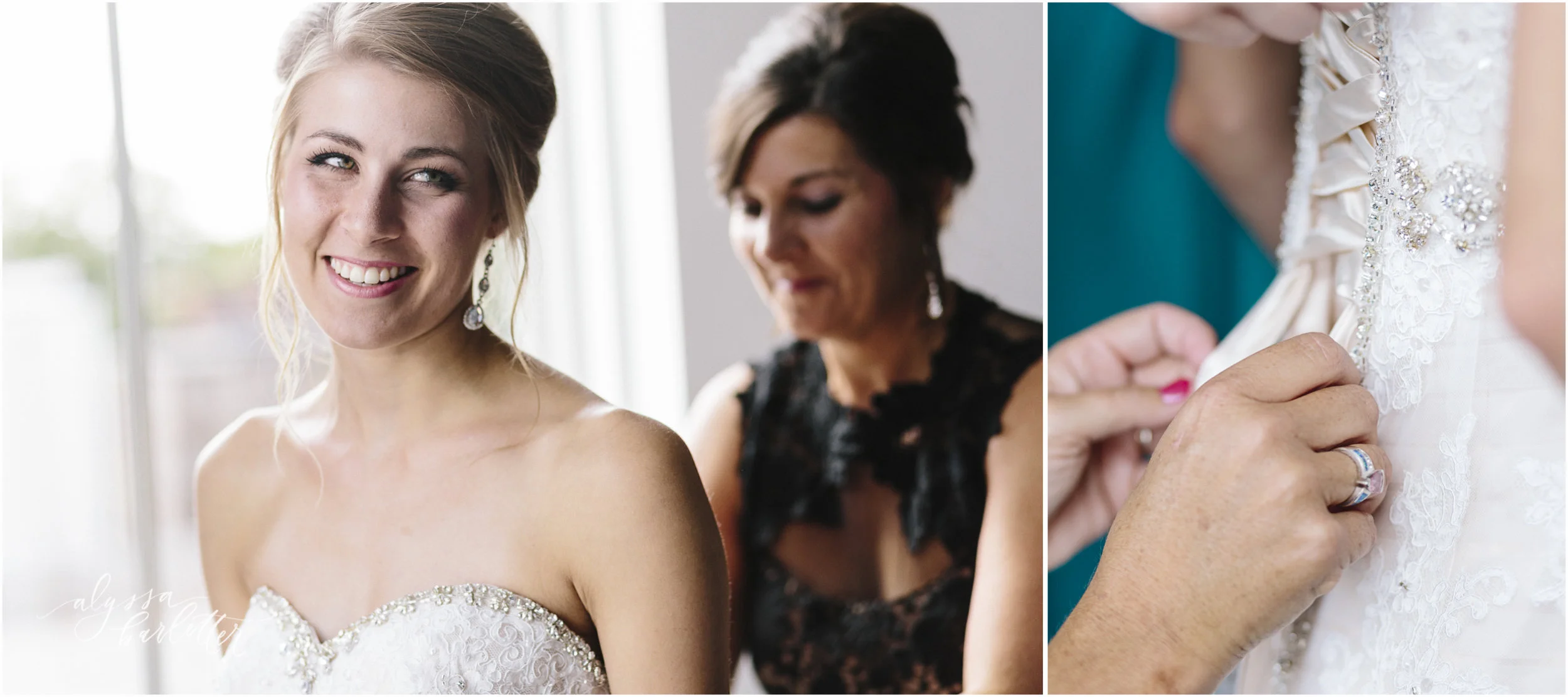 kansas city wedding photographer redeemer midtown bride getting ready dress bridesmaids