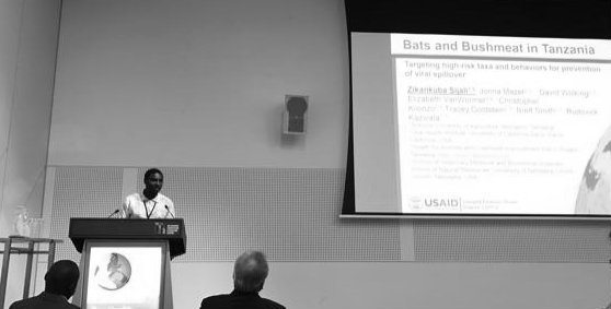 HALI's own Dr. Zikankuba Sijali (Dr. Popo) delivering his talk on bats and bushmeat at OHEH 2016.