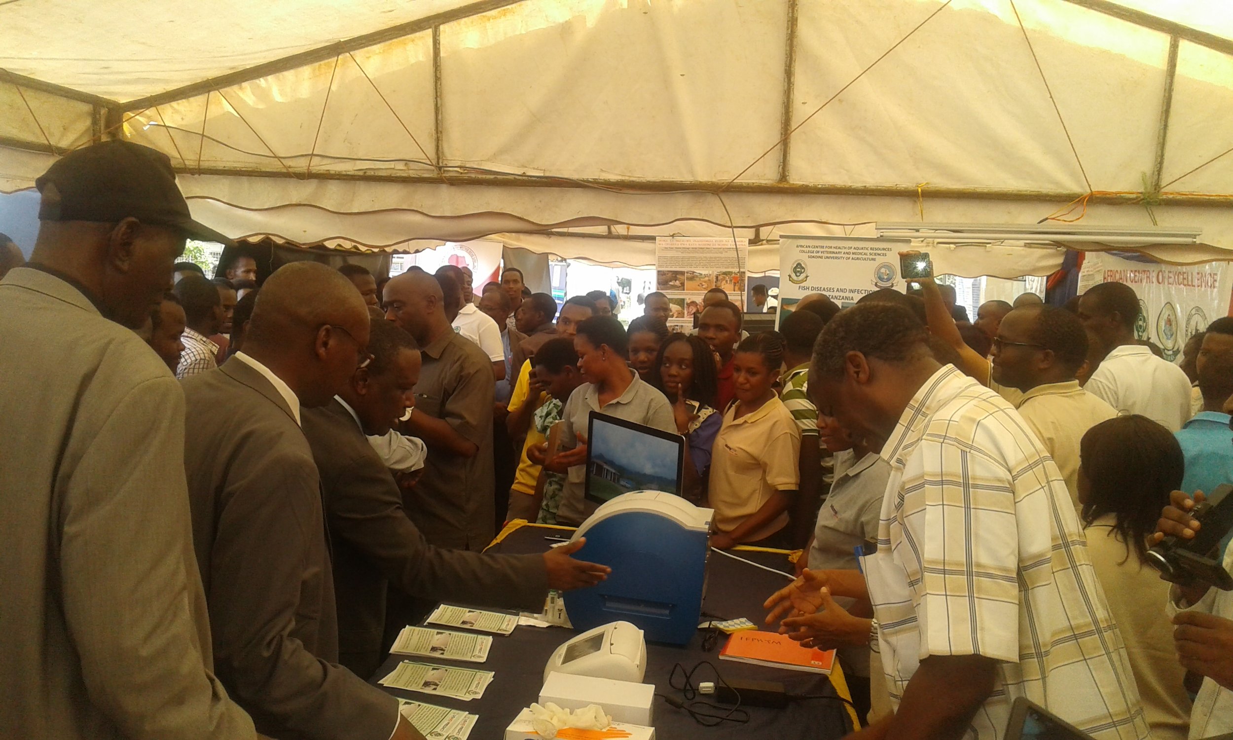 Prof. Kazwala on the right, after responding to a question from the Minister for Agriculture, Livestock and Fisheries (Dr. Charles Tizeba) third from left. Second from left is the Vice chancellor of Sokoine University of Agriculture.