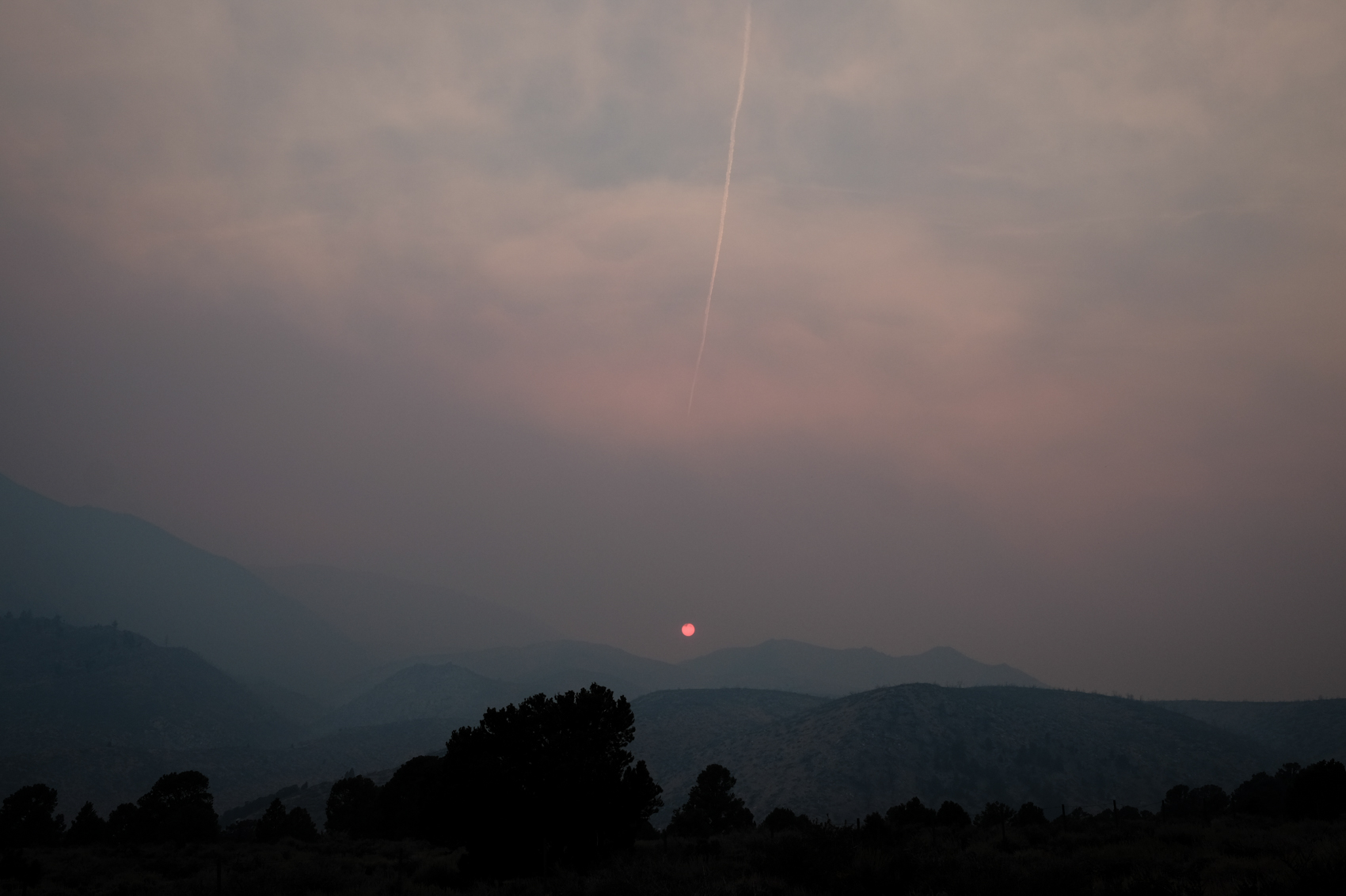  Sunset and wildfire smoke. California. August 2015. 