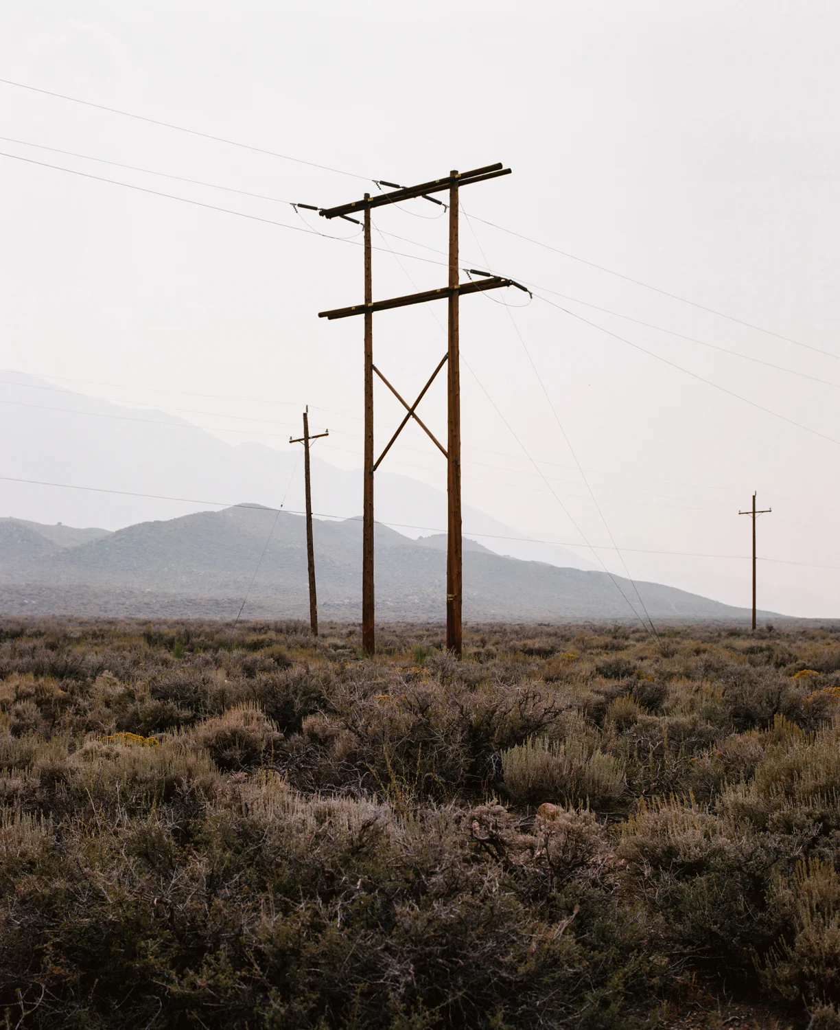 Power Lines and Wildfire Smoke. Convict Lake, CA. August 2015.