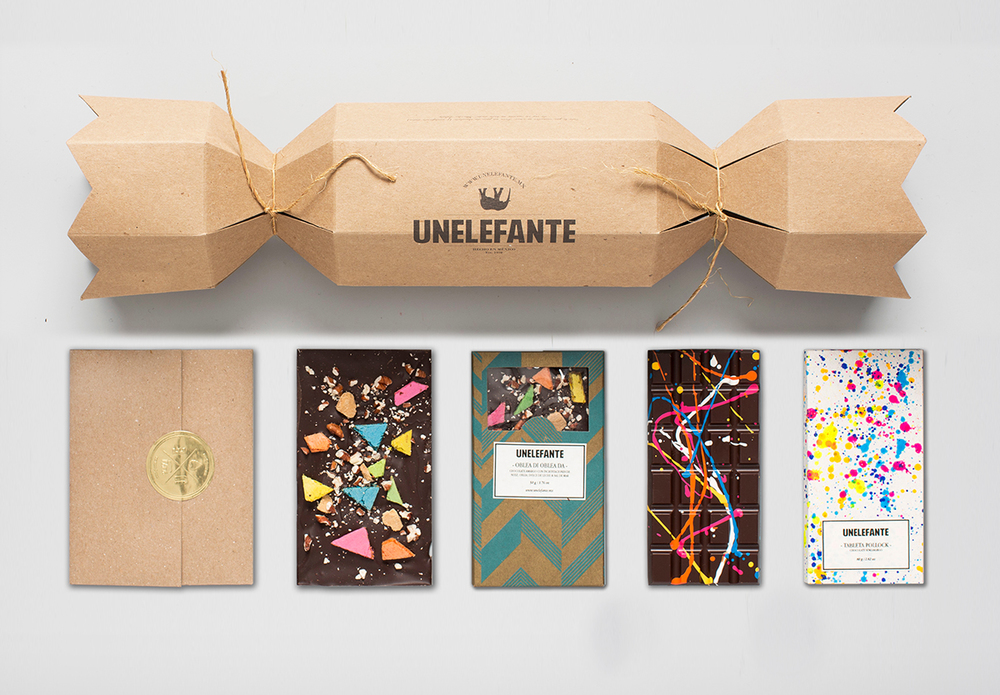  Decorative Mexican brand Unelefante's colorful Bark and Pollock collection of chocolate&nbsp; 
