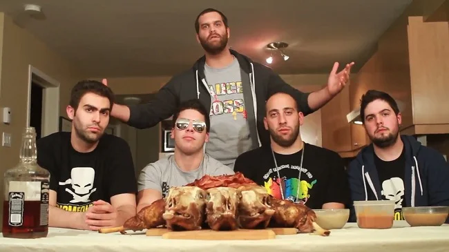 When
even these guys, who are eating three lamb skulls wrapped in bacon,
have talked disparagingly about your bacon show, you’re in trouble.