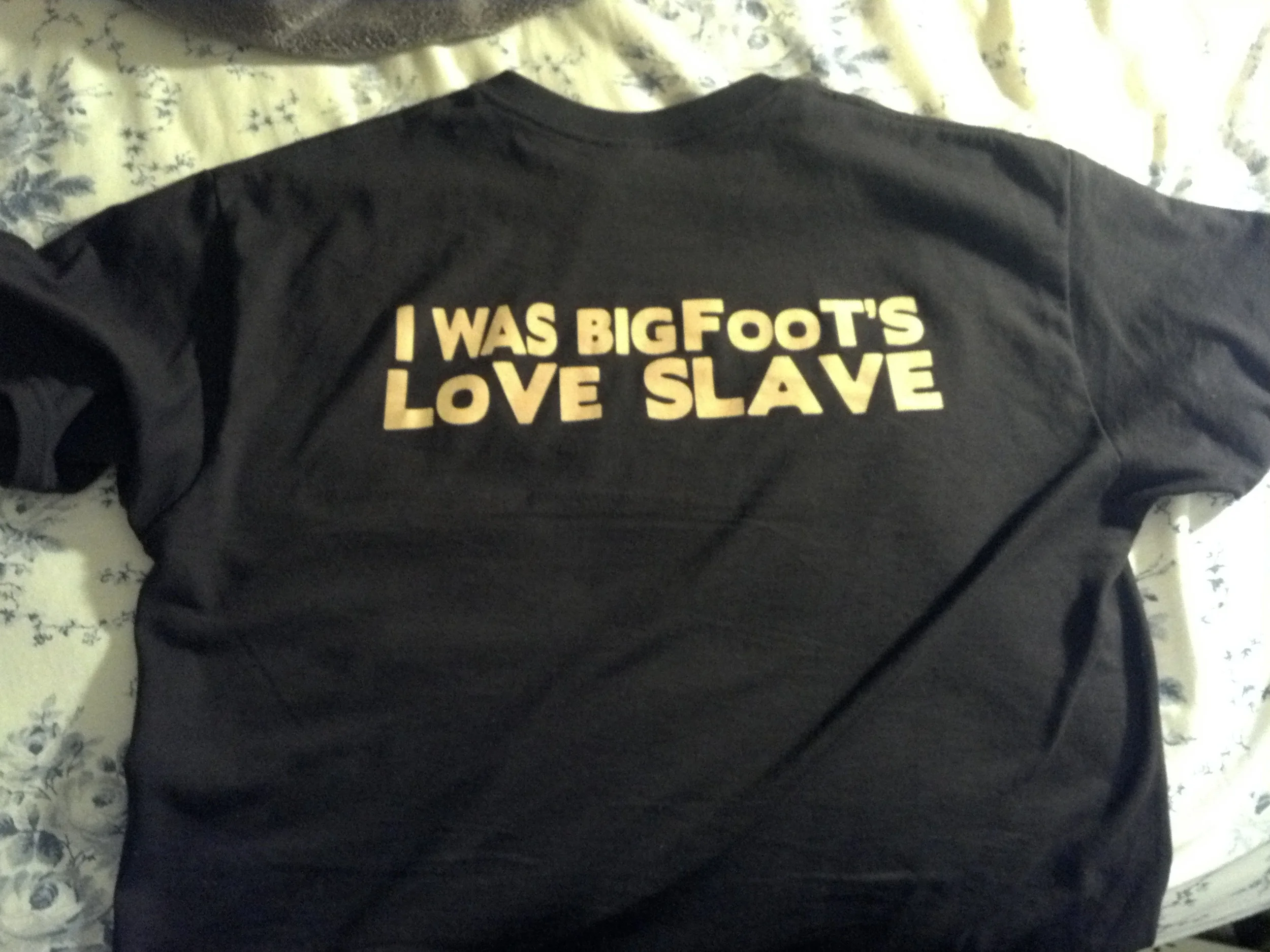I also recommend that you get a shirt professing your repeated sexual assaults by a Sasquatch.