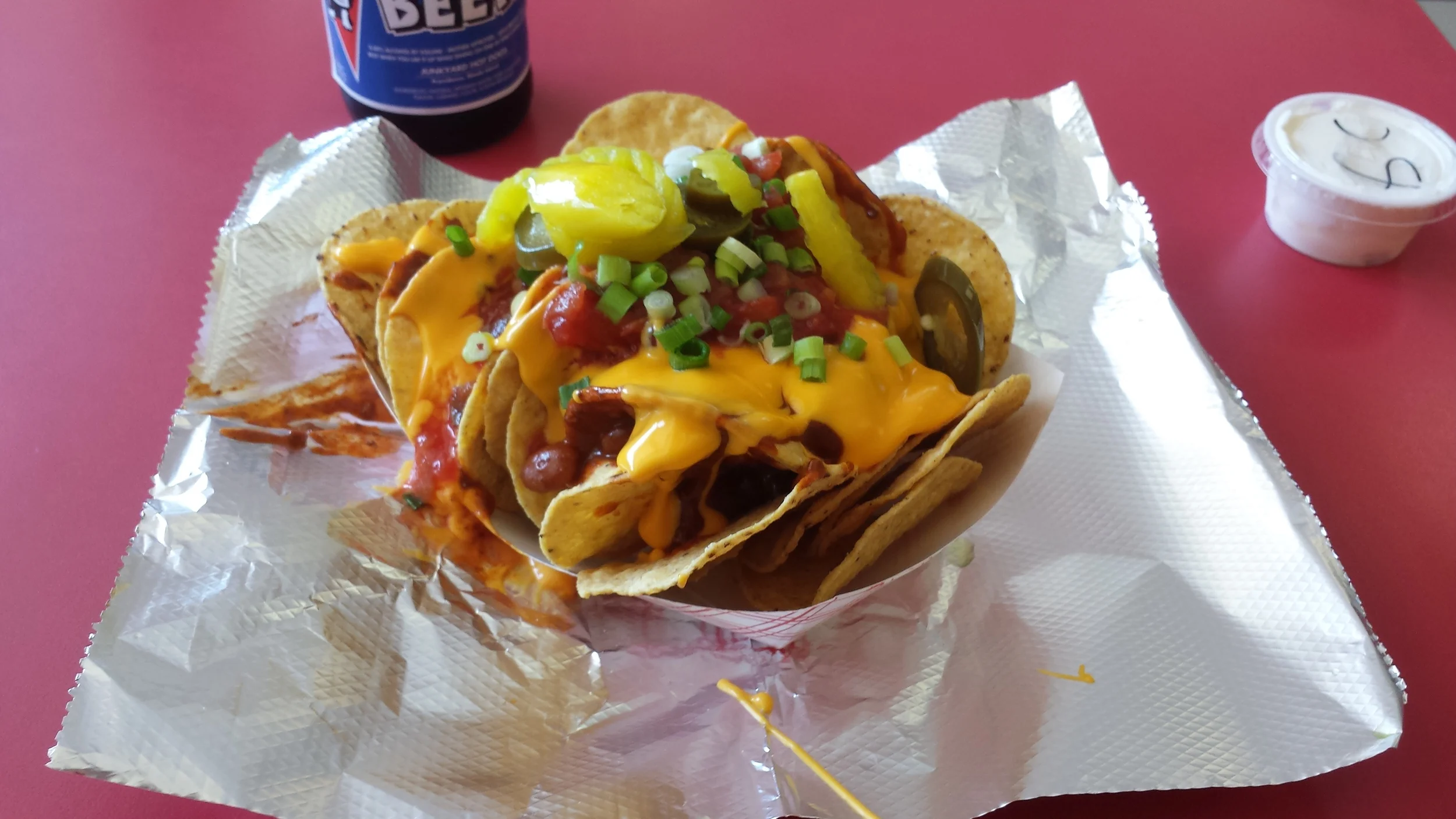Chili, Cheddar Cheese, Salsa, Hot Peppers, Scallions