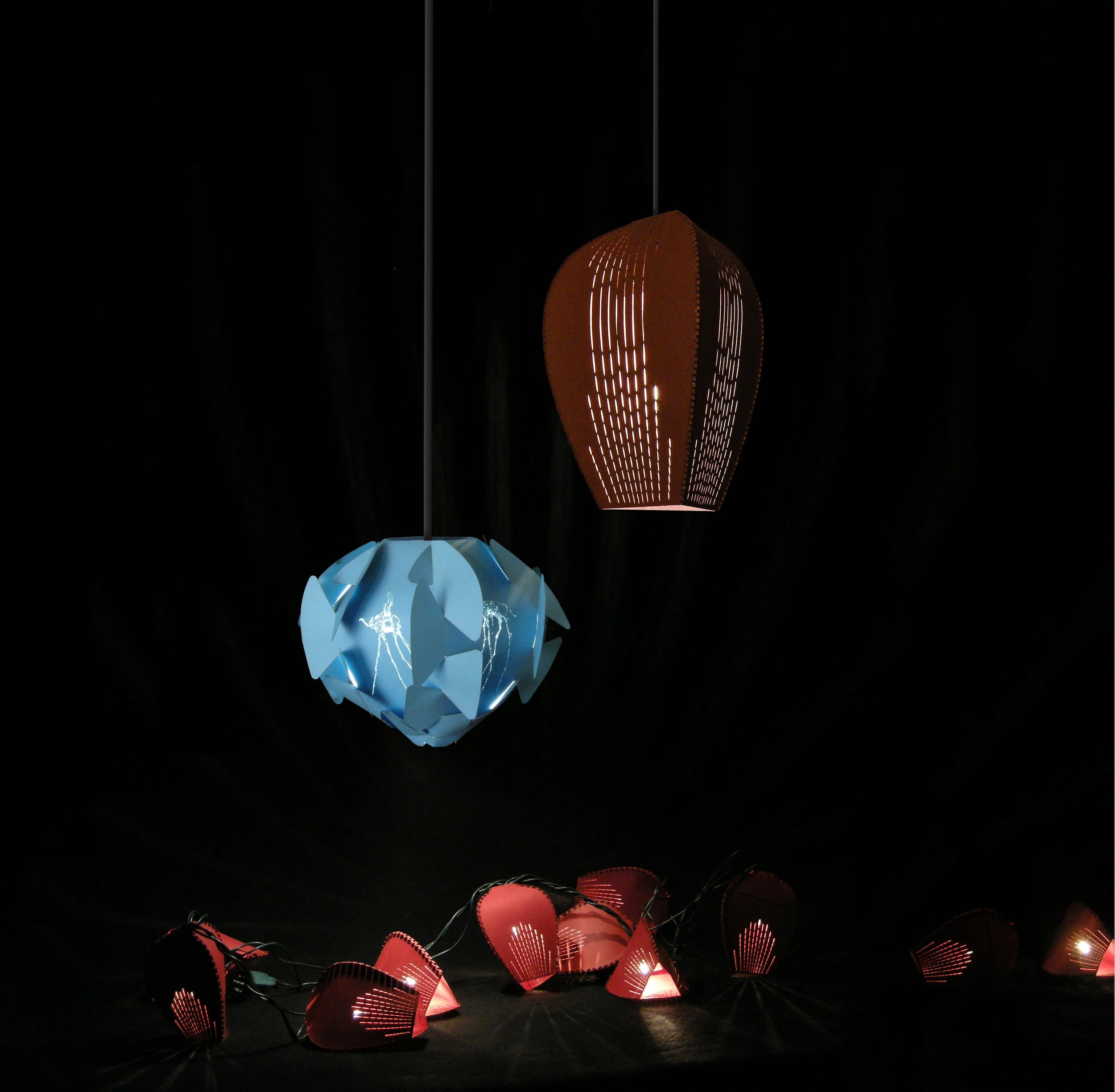 The paper lamp project took shape as an exercise in developing a system of assembly that was integral to the design of an object itself. Rhinoceros and Grasshopper were utilized to create a zipper that was cut into the edges of the paper pieces that formed the bodies of the lamps. By integrating the elements of the lamps’ bodies and the method of assembly, these lamps blend form and function into a single harmonious whole. Since these lamps are comprised solely of strategically cut paper they can be shipped in a flat envelope rather than a box, making shipping these products economical and efficient.