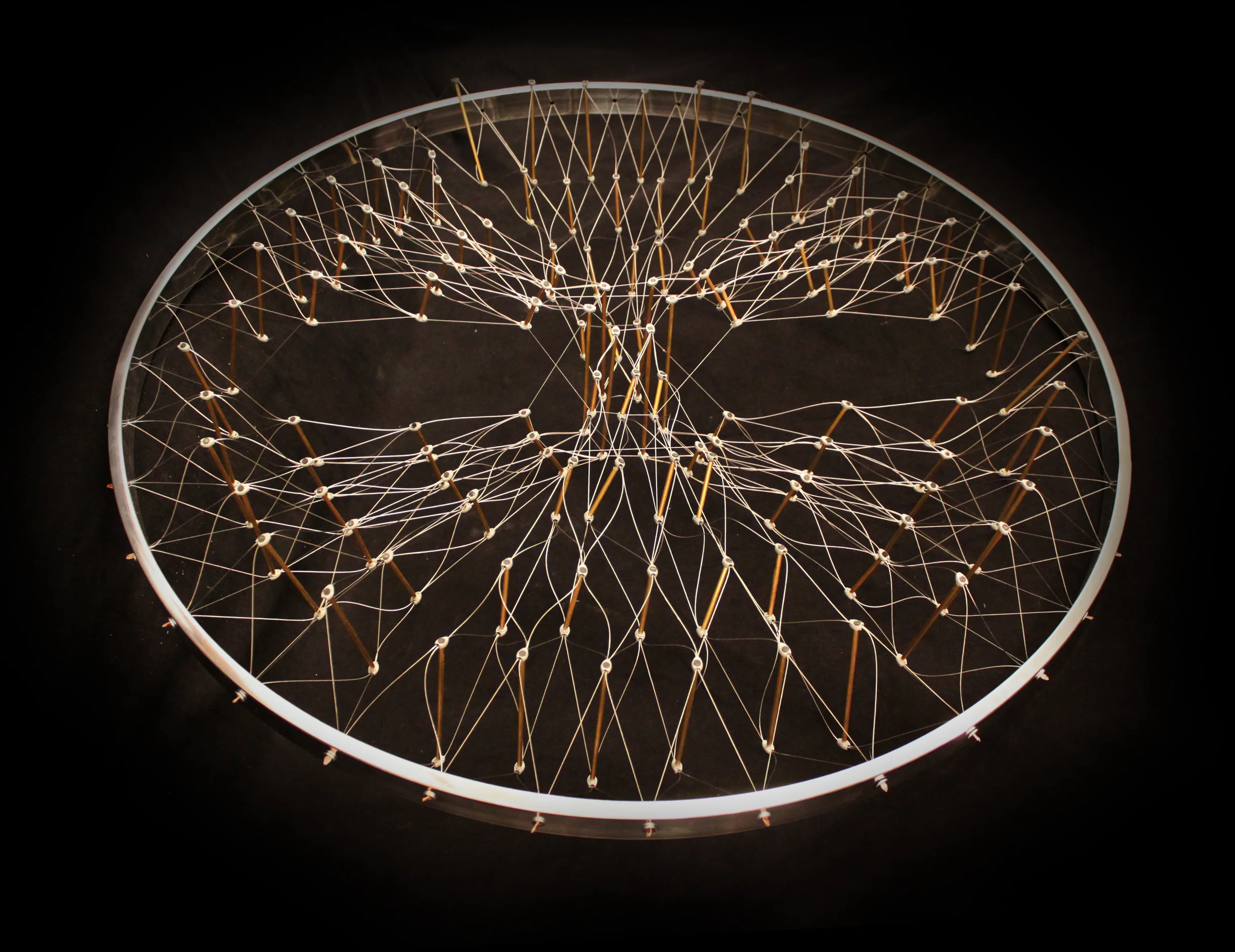  Tensegrity or integrated tension is a structural theory wherein compression members are only connected by a network of tensioning cables. It is a pure structural system eliminating redundant structural members. 