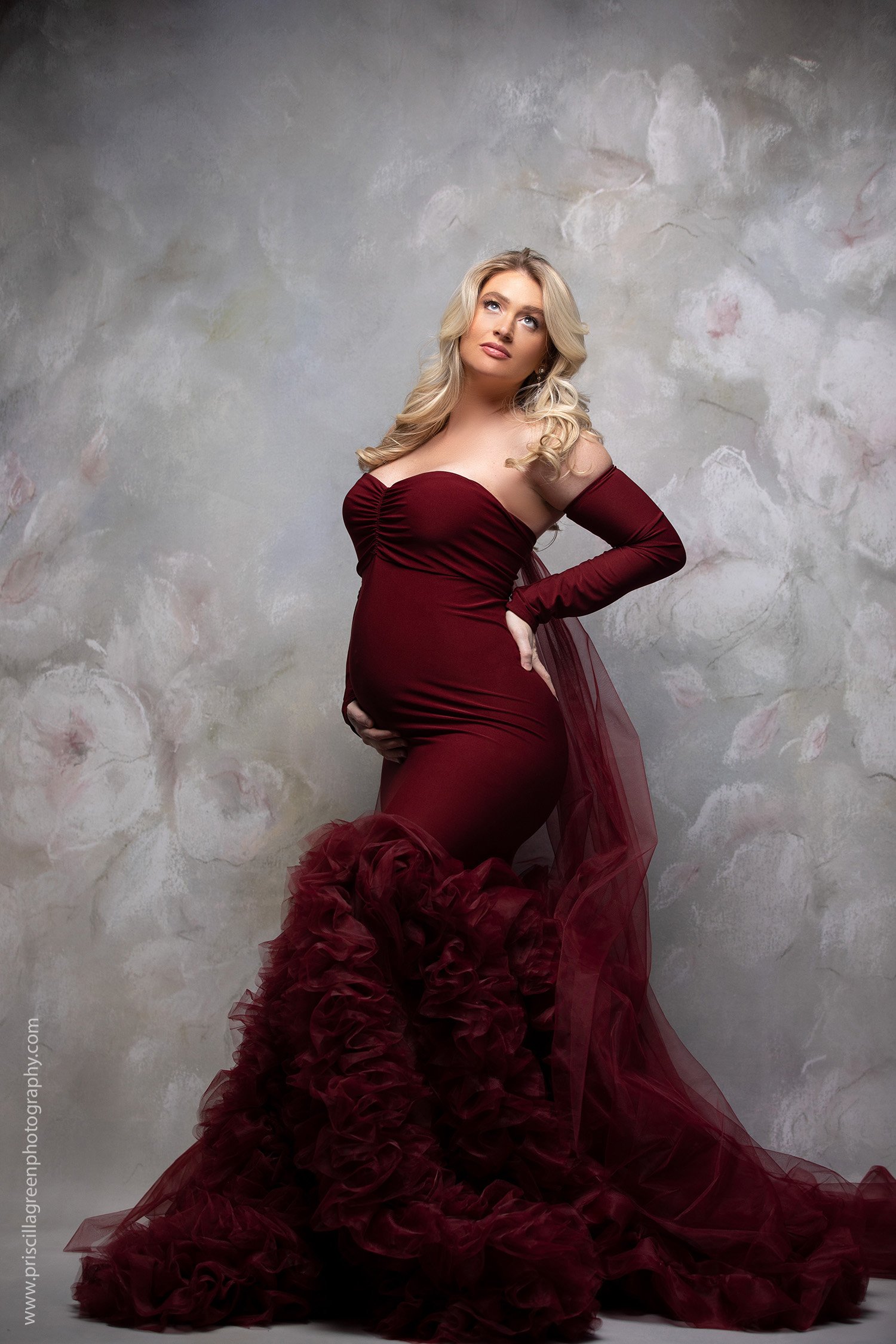 couture Burgundy maternity gown size small