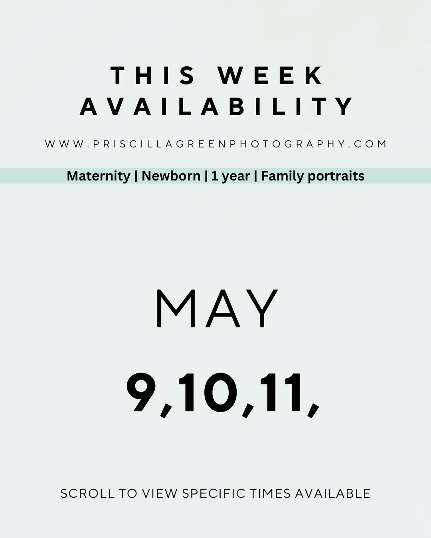 This week&rsquo;s available photoshoots 📸

&ldquo;Today only happens once in a lifetime. Make the most of it.&rdquo;
-Michael Ray

It&rsquo;s so easy to book your photoshoot click the link in bio 🔗 

Charlotte photography studio 12+ years professio