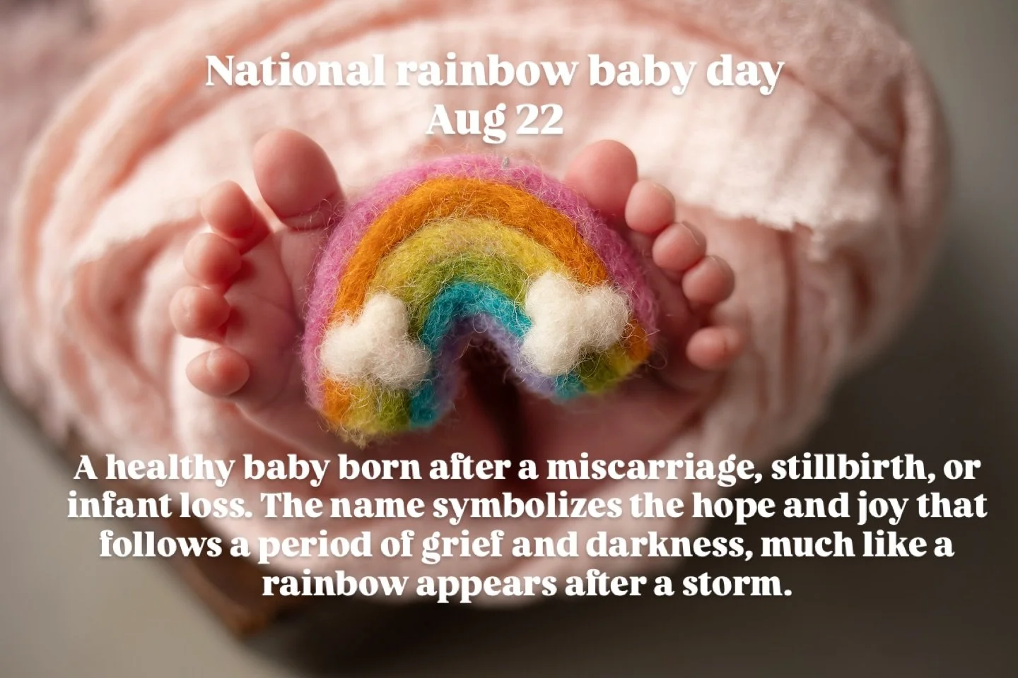 🌈 🤍🪽

National Rainbow Baby Day is observed annually on August 22nd to celebrate babies born after a pregnancy loss, such as a miscarriage, stillbirth, or infant death, and to honor the lives of the babies lost before them. The day symbolizes hope
