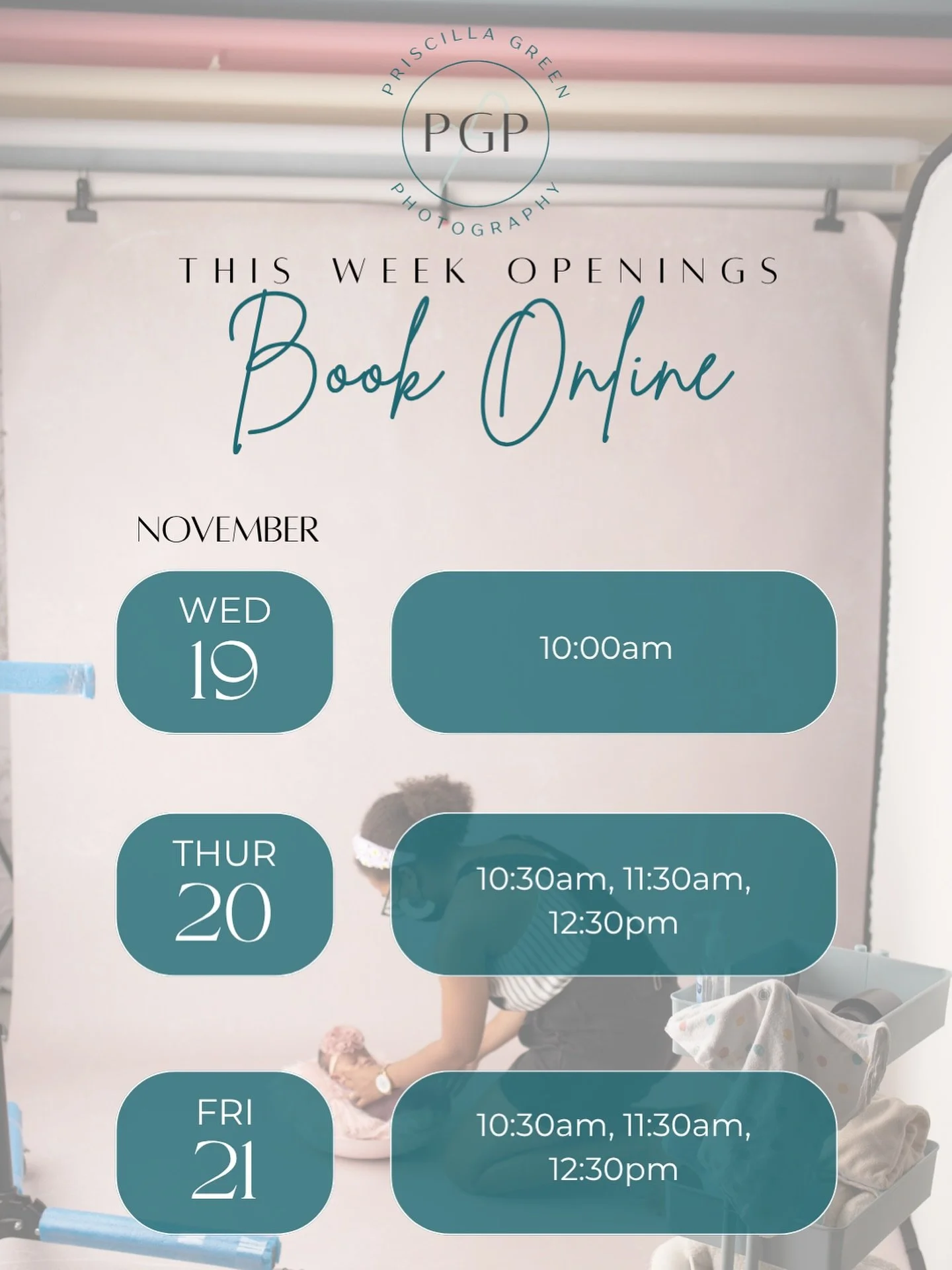 We have openings next week to capture all your family's special moments! Preserve precious details in time for the Holidays with timeless studio photography🤍

📍1609 Sardis Rd N, Ste B, Charlotte NC
📞 980-245-2310
🔎 www.priscillagreenphotography.c