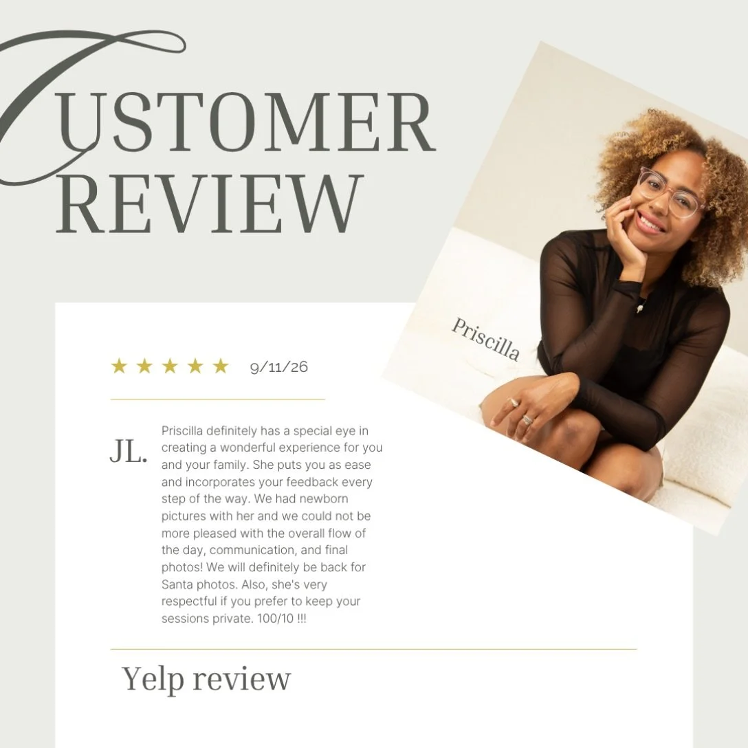 9/11/26
&ldquo;Priscilla definitely has a special eye in creating a wonderful experience for you and your family. She puts you as ease and incorporates your feedback every step of the way. We had newborn pictures with her and we could not be more ple