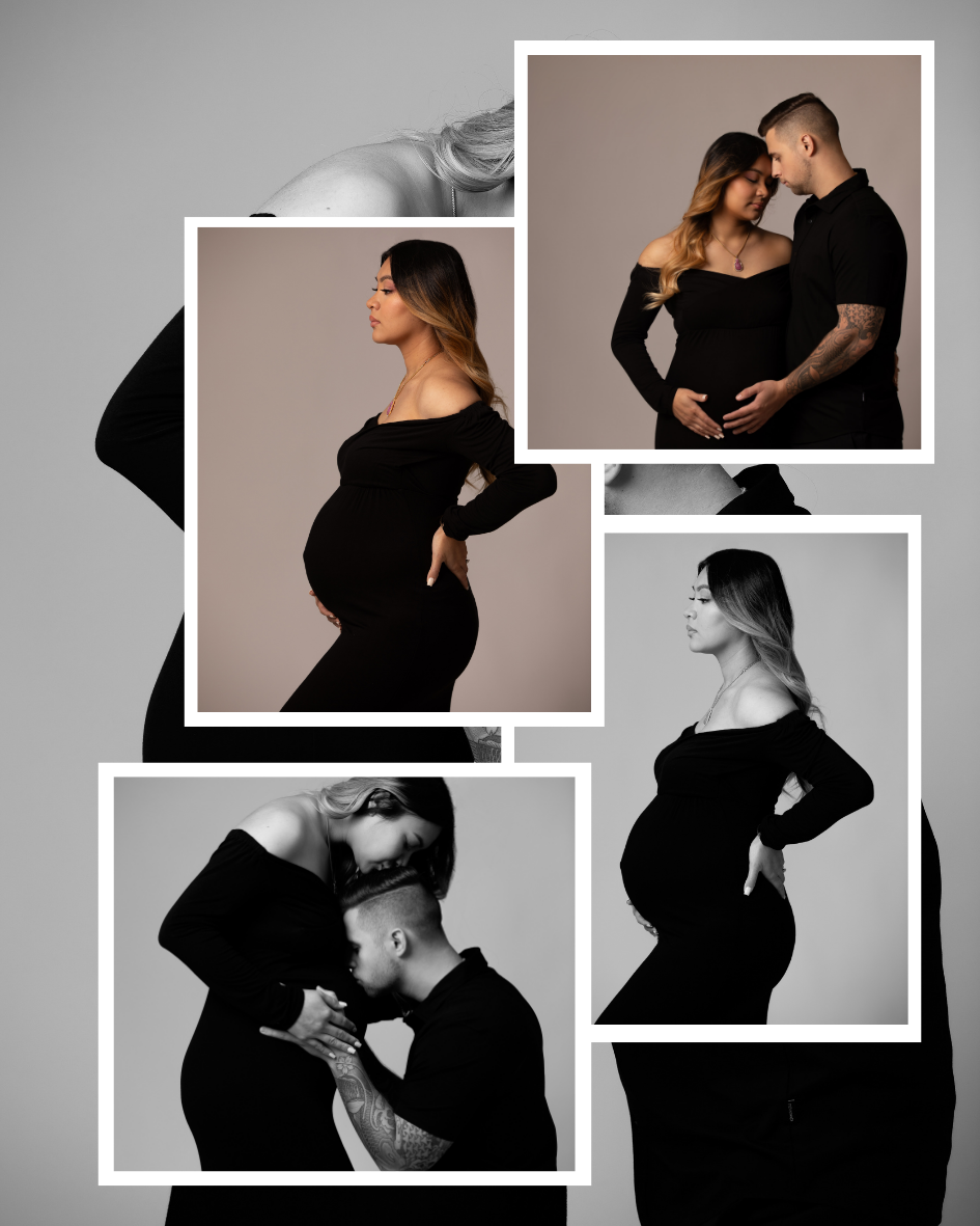 Charlotte maternity modern timeless black and white images pregnancy photoshoot