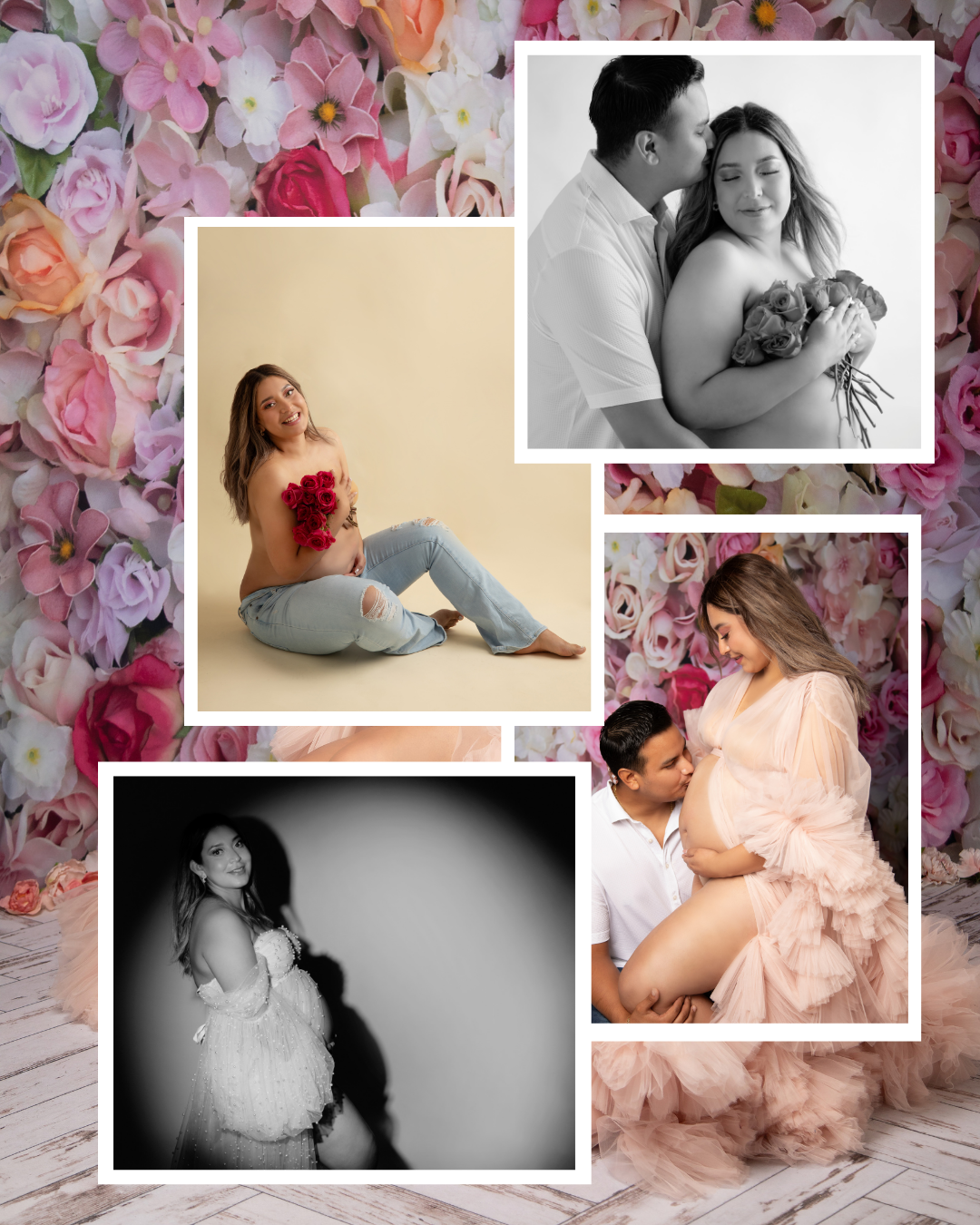 Charlotte nc maternity studio pregnant woman in fabric with butterflies