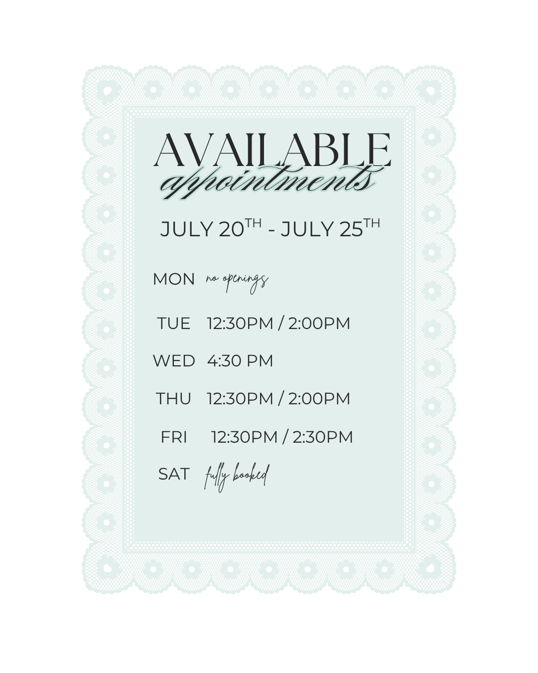 studio schedule