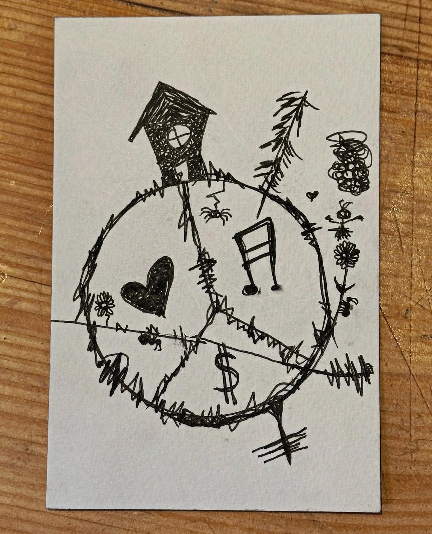 Peacin&rsquo; It All Together // abcorduroy.com 
#art #drawing #comics #zzzwalking #abcorduroy #artforsale #magic #ink #uniball #symbols #sigils #peace