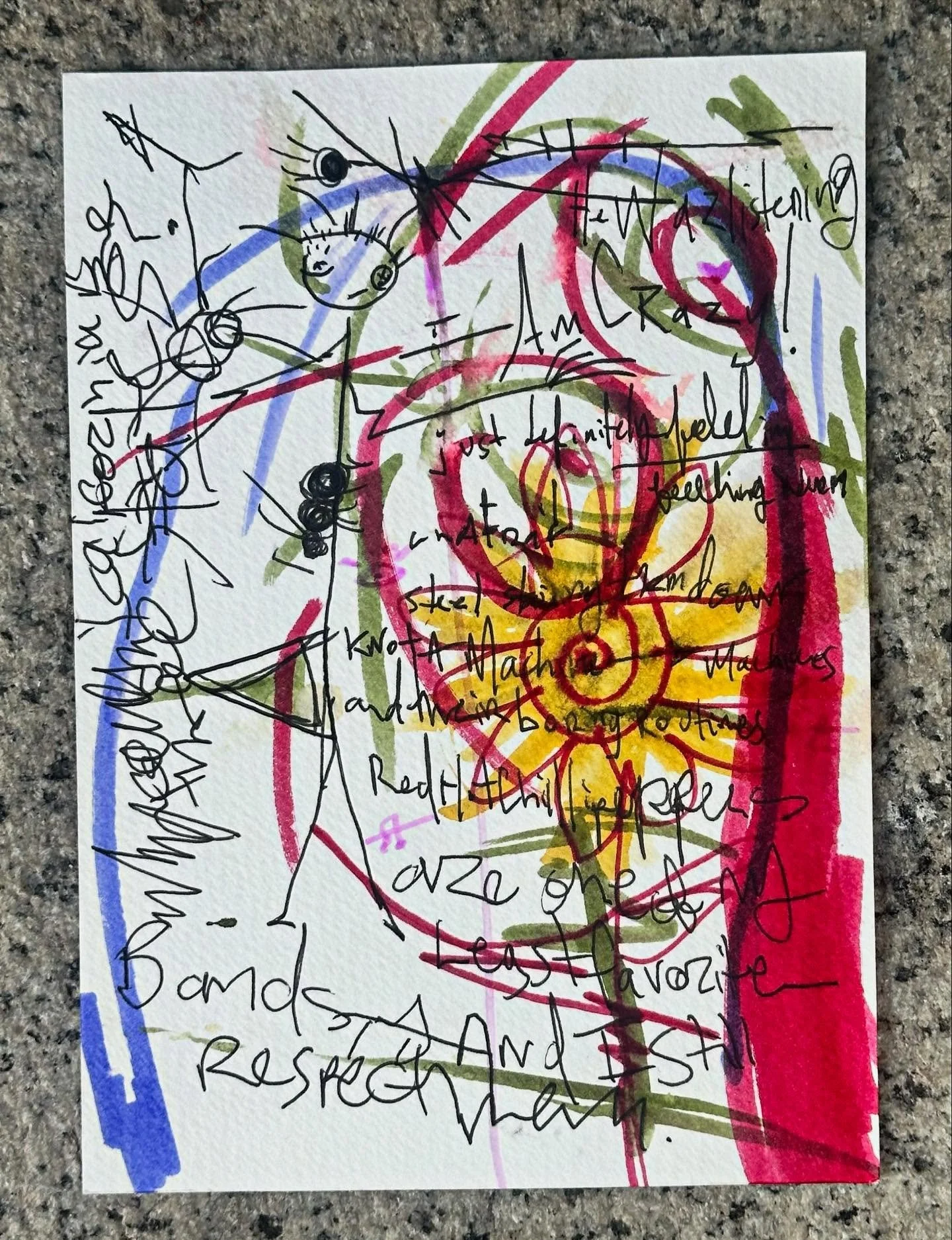 Red Hot Chili Peppers Are One Of My Least Favorite Bands And I Still Respect Them // $20 OBO // abcorduroy.com 
#art #drawing #comics #zzzwalking #abcorduroy #artforsale #magic #ink #uniball #symbols #sigils #watercolor #ecstatic #redhotchilipeppers