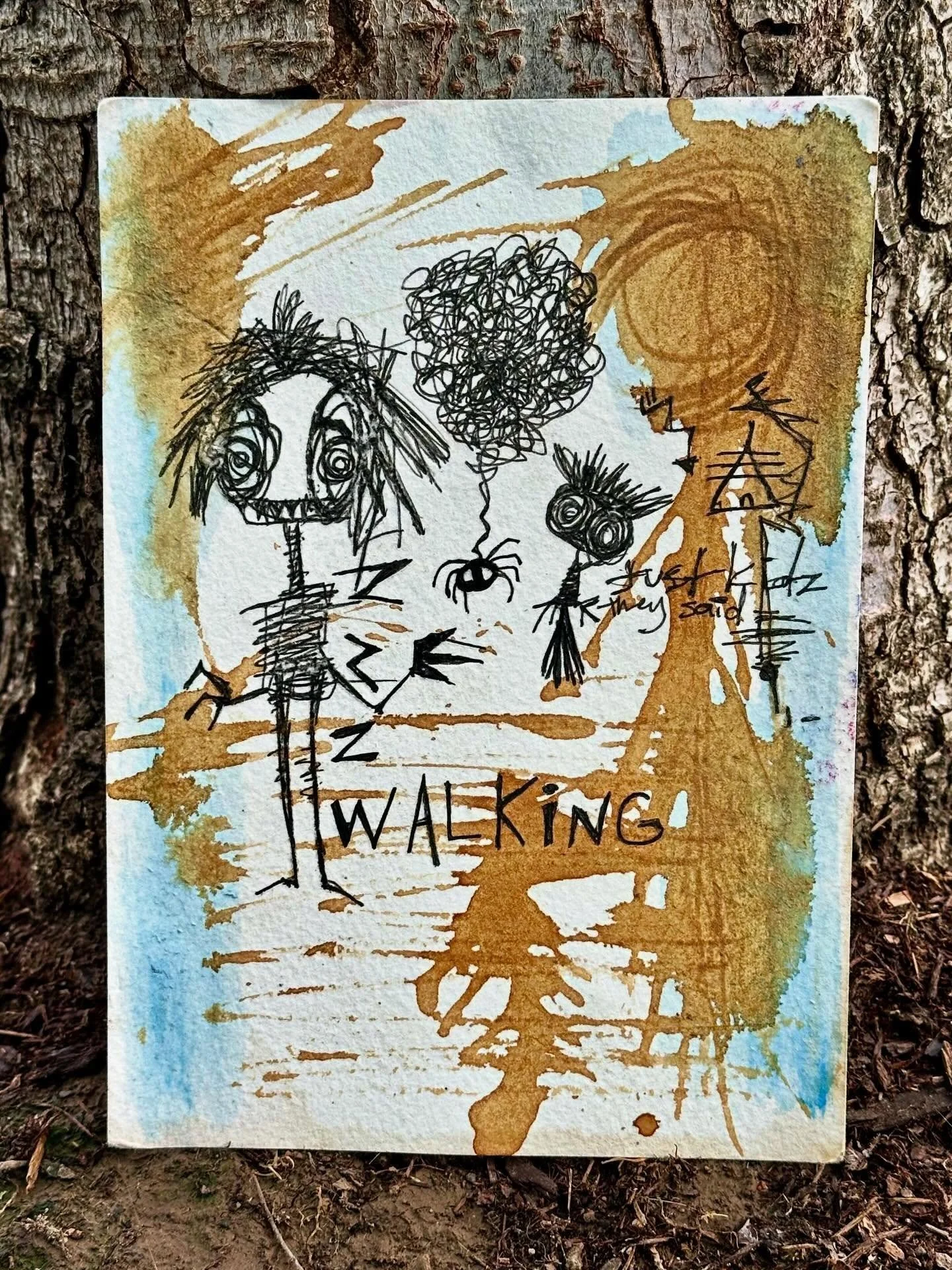 zzzwalking: live. dream. wander between. // $20 OBO // #art #magic #espressoart #watercolor #mixedmedia