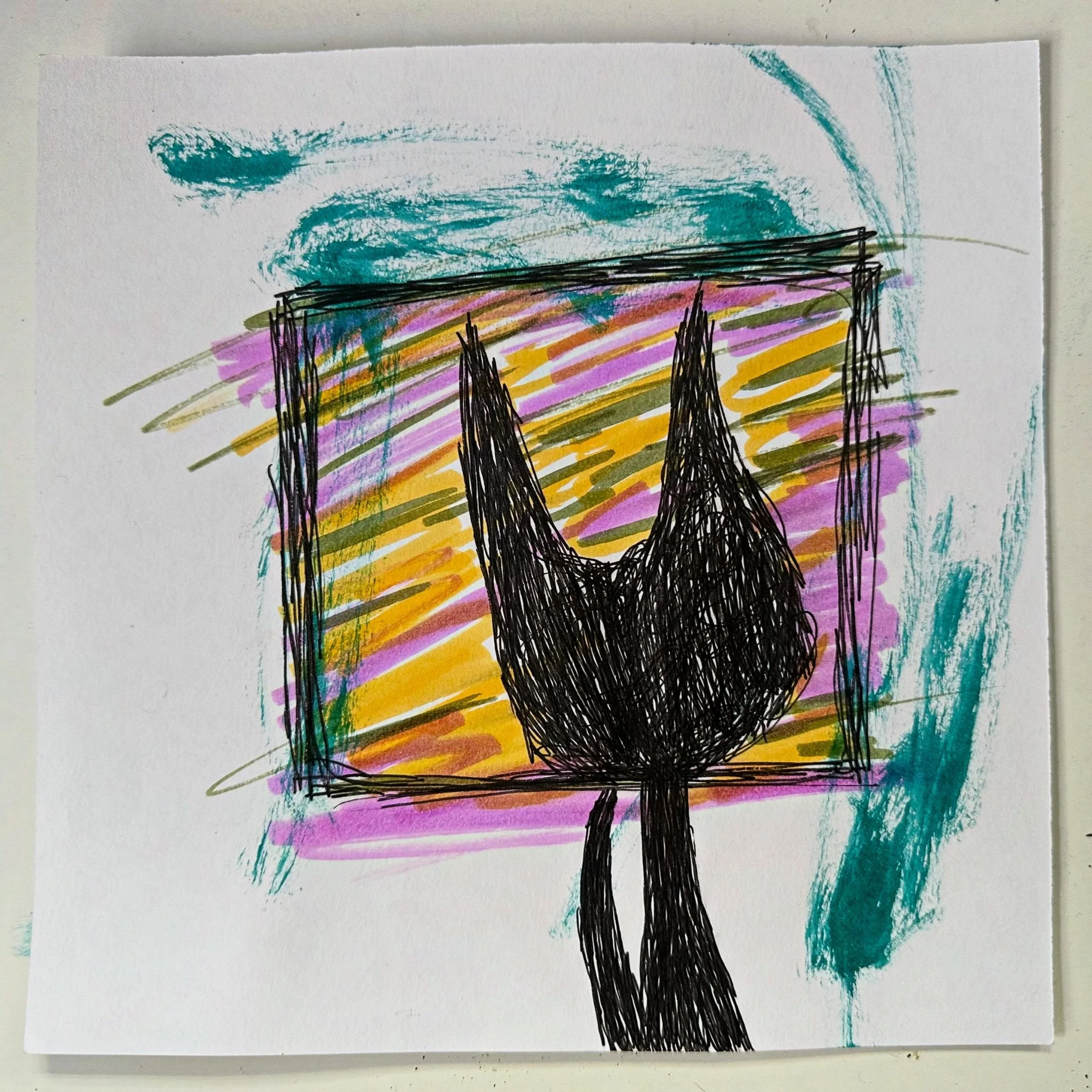 Wisdom Catt Looking Out The Window (Revisited) // #art #magic #comicoftheday #wisdomcatt #zzzwalking